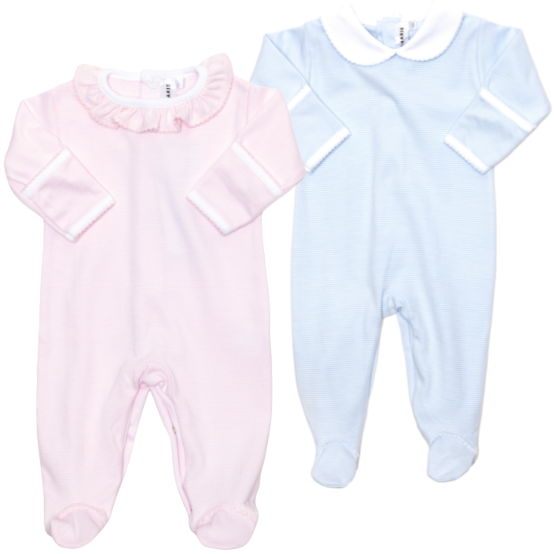 Milly Marie Striped Collared Pima Footie