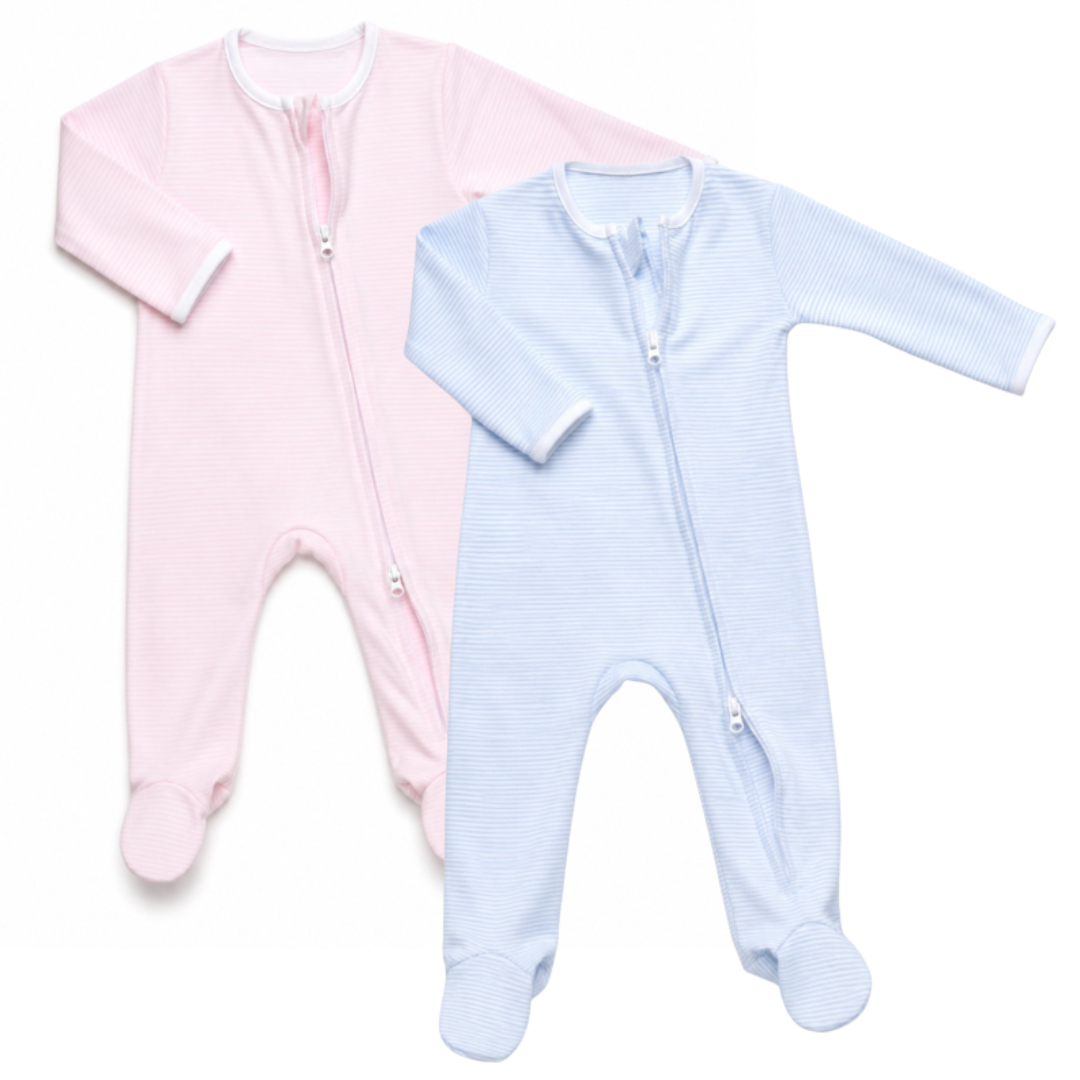 Milly Marie Striped 2-Way Zip Footie