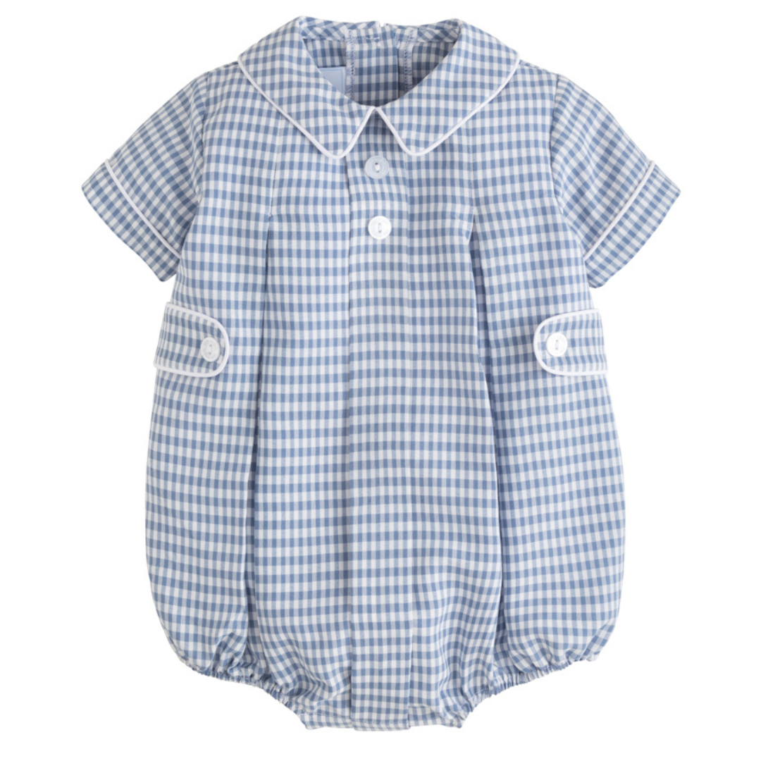 Little English Davant Bubble, Gray Blue Gingham