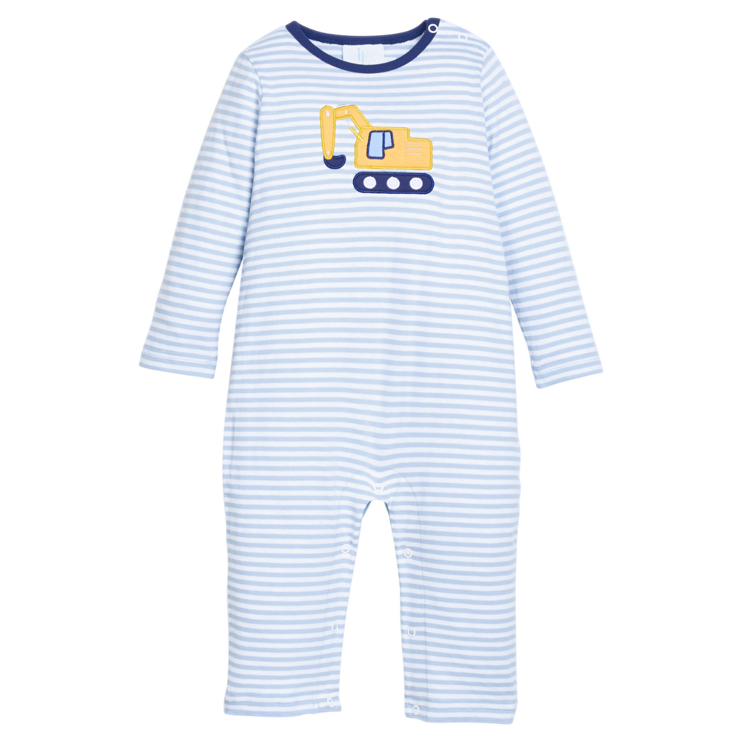 Little English Applique Romper, Excavator