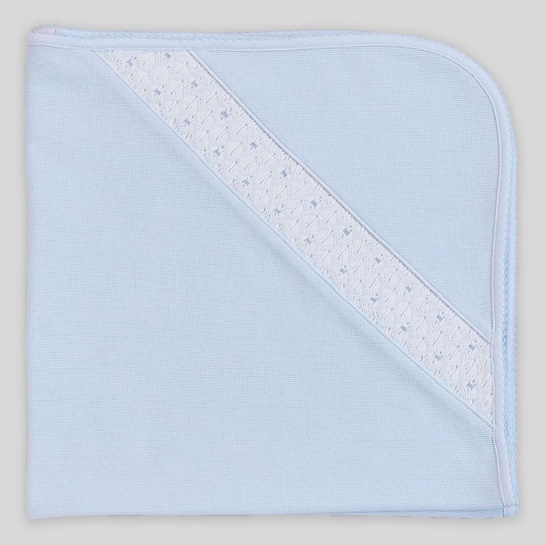 Miocotton Special Knit Hand Smocked Tarik Blanket, Blue