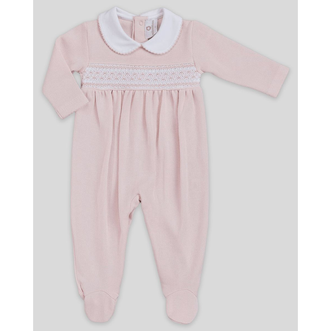 Miocotton Special Knit Hand Smocked Daphne Footie, Pink