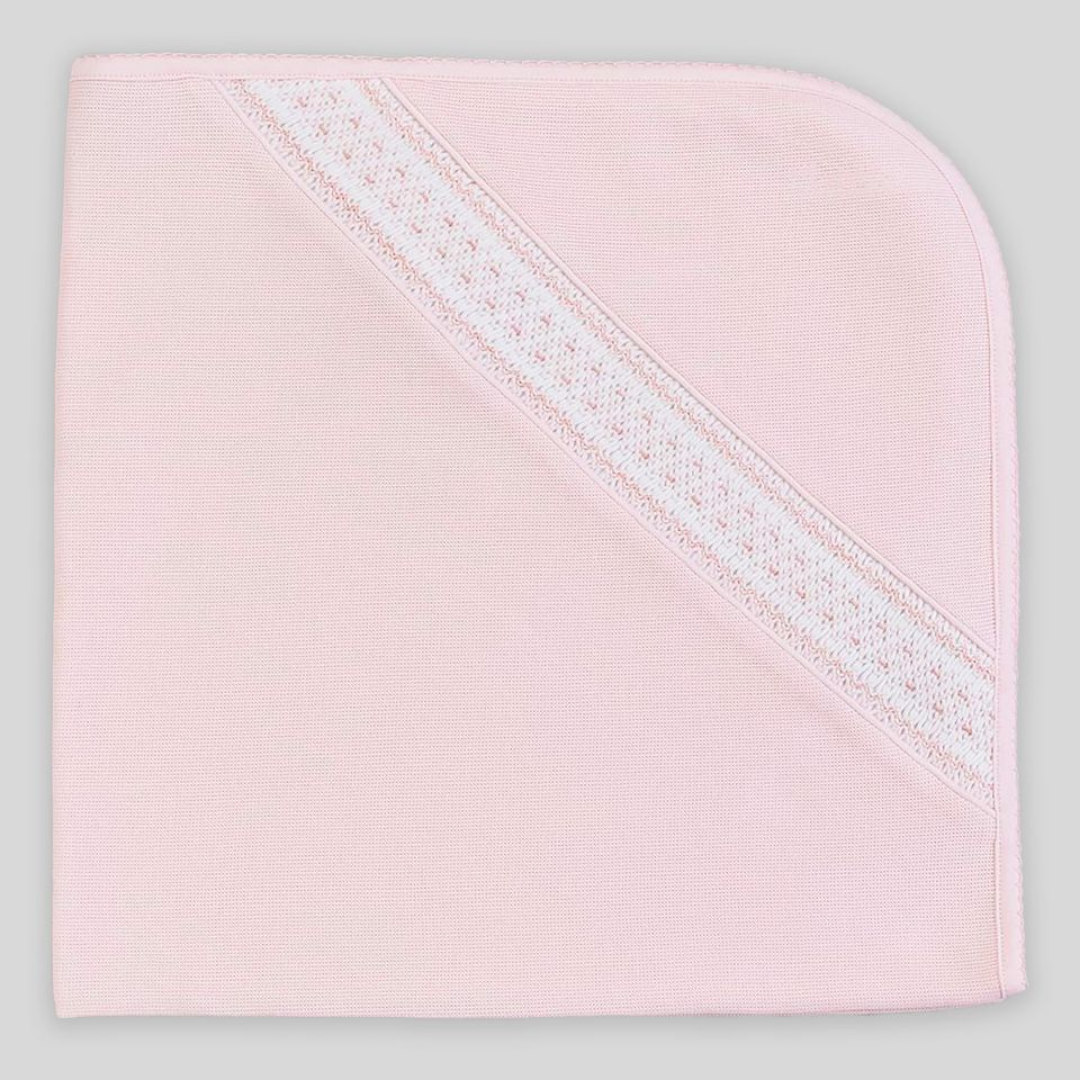 Miocotton Special Knit Hand Smocked Daphne Blanket, Pink