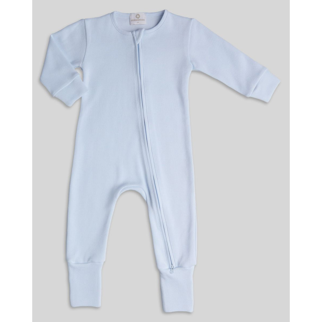Miocotton Special Knit Mike Zipper Romper, Blue