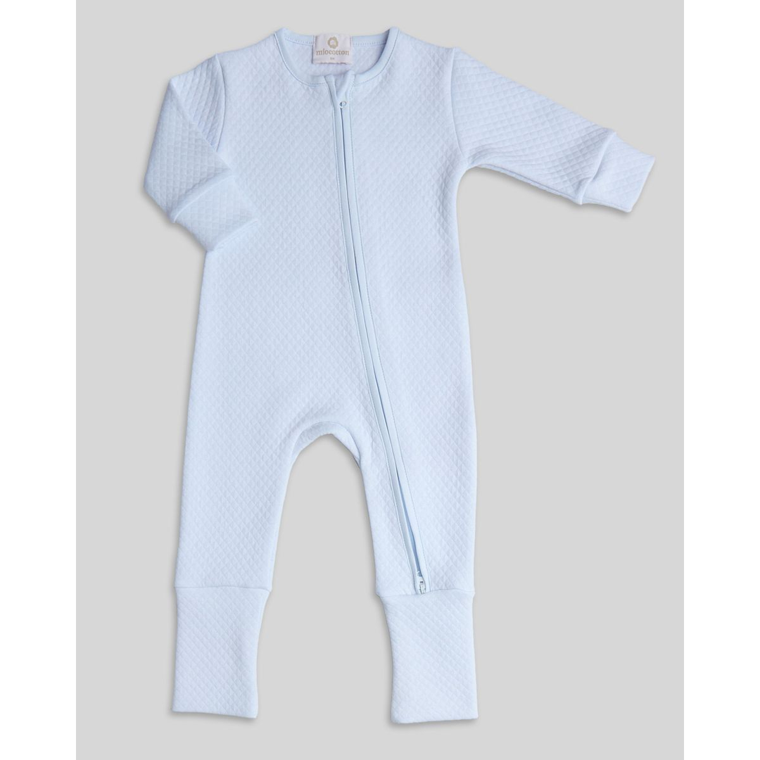 Miocotton Quilted Mike Zipper Romper, Blue