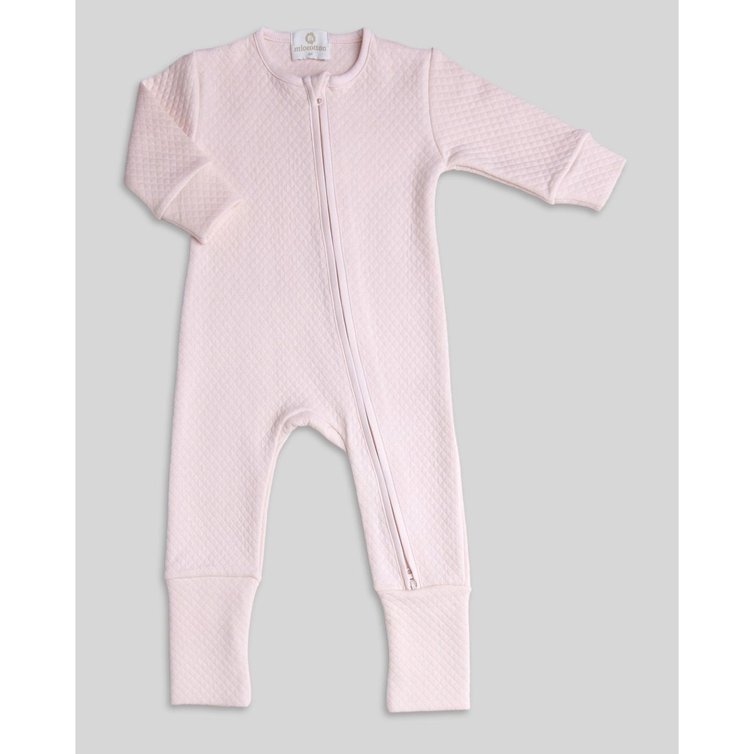 Miocotton Quilted Mike Zipper Romper, Pink