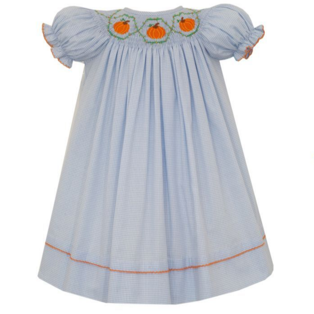 Anavini Pumpkin Light Blue Gingham Bishop
