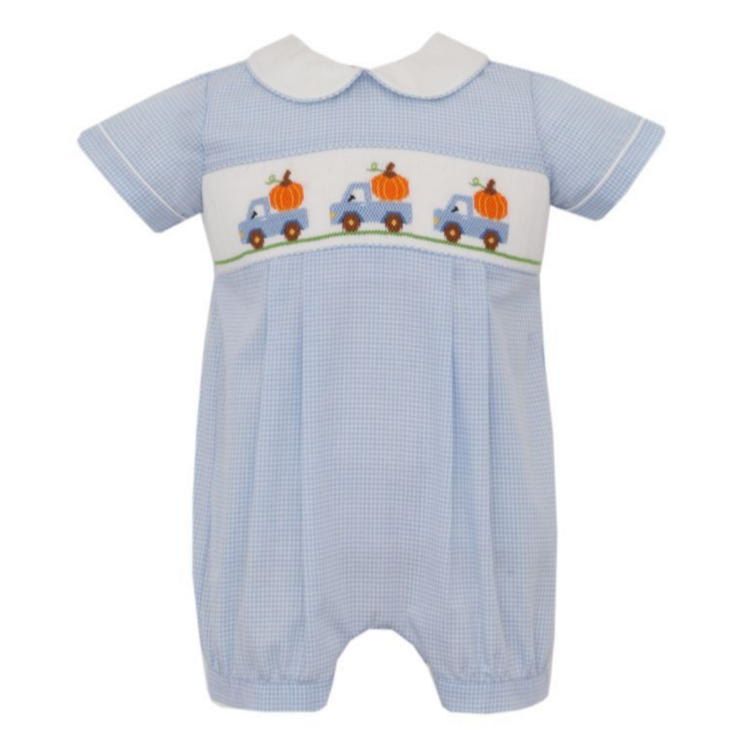Anavini Pumpkin Light Blue Gingham Short Bubble
