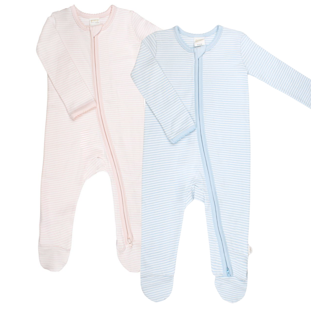 Paty Organic Cotton Striped Zipper Footie