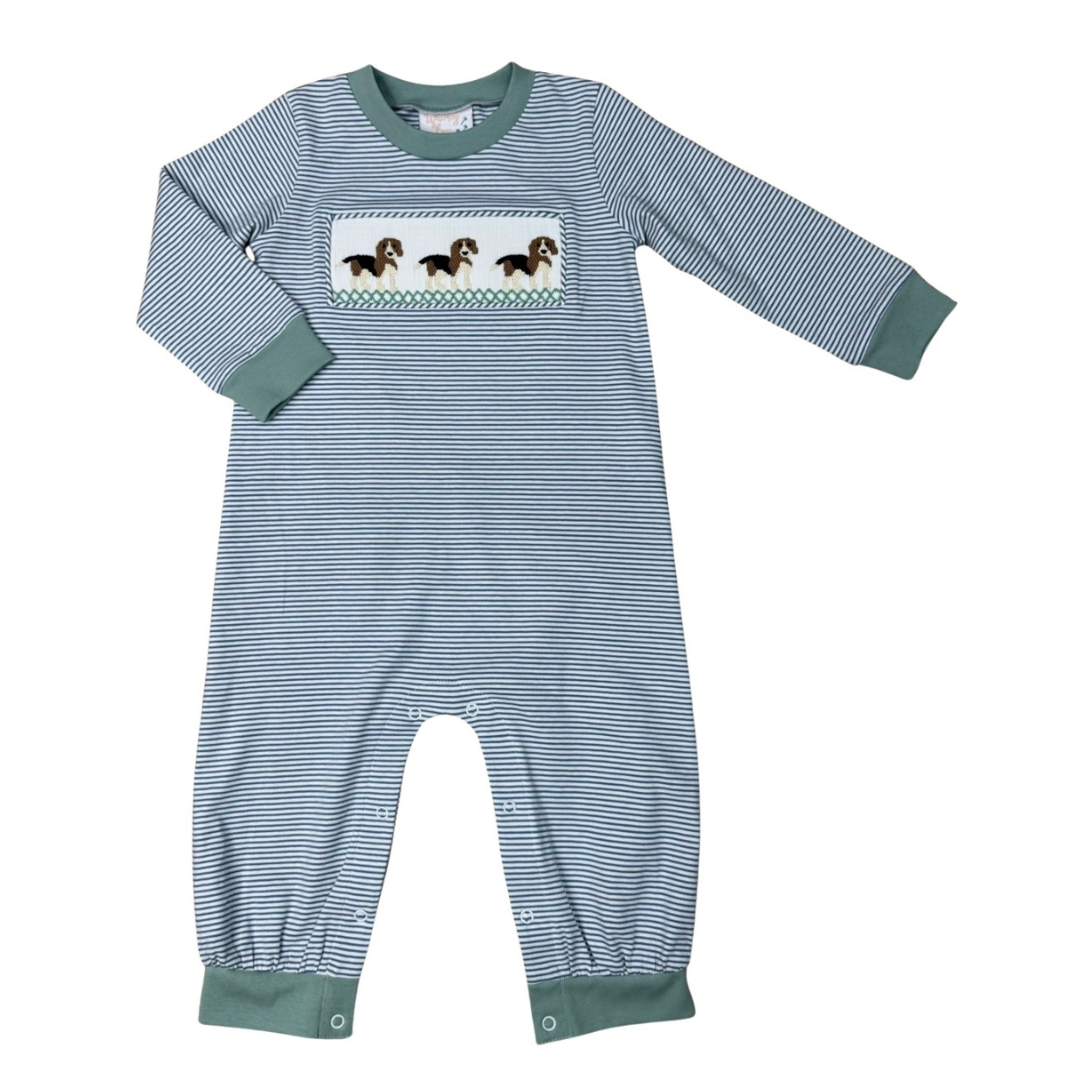 Whimsy Bay Beagle Smocked Romper