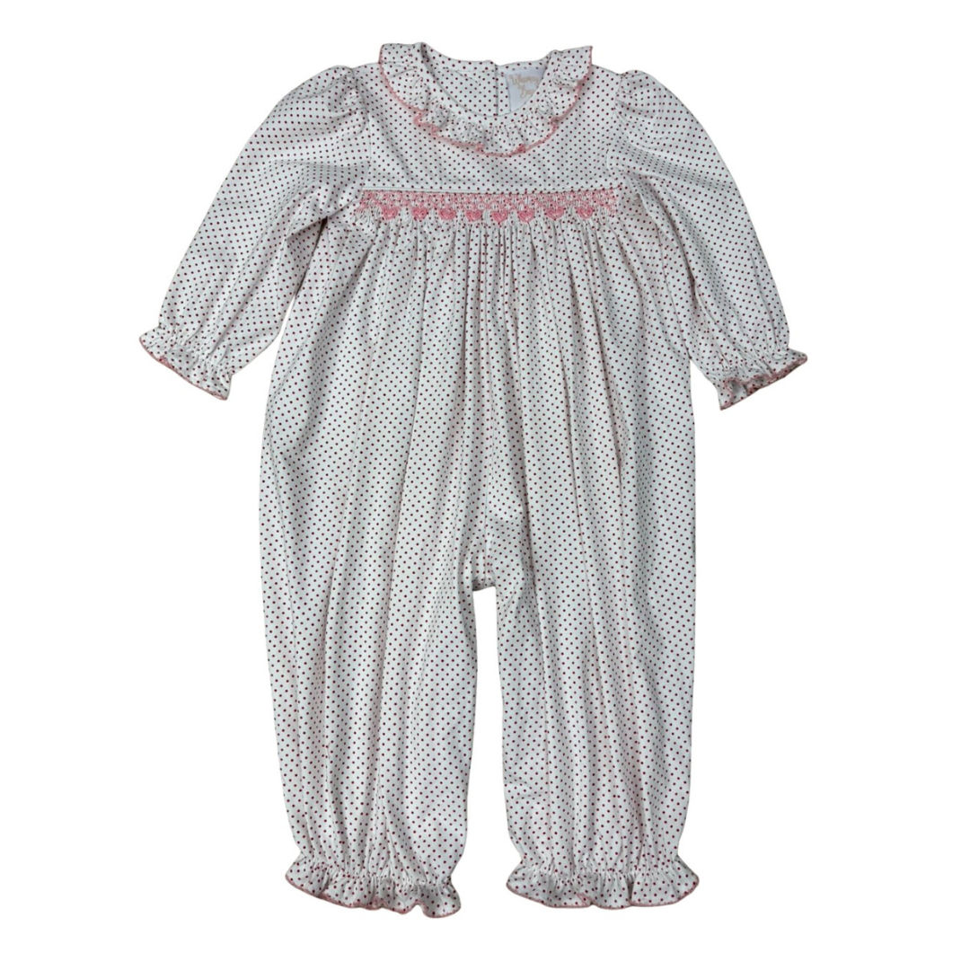 Whimsy Bay Little Valentine Smocked Ruffle Romper