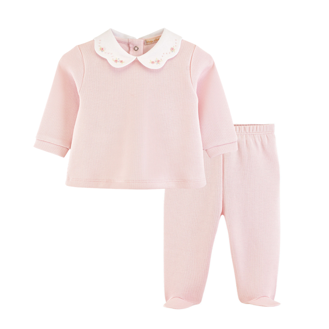 Baby Club Chic Pretty Bows & Roses Pink Jacquard Footed Set