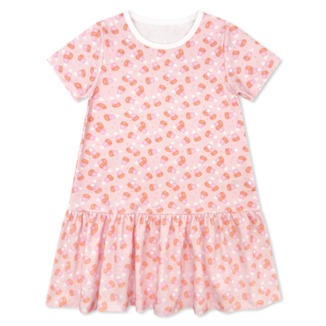 Lullaby Set Dani Dropwaist Dress, Candy Corn Kisses