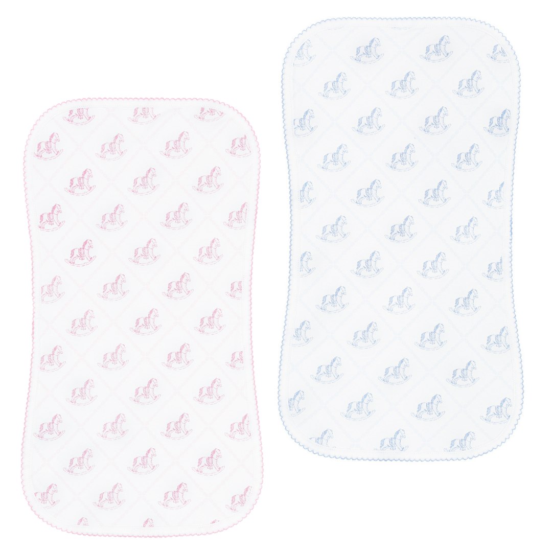 Nella Pima Blue Rocking Horse Burp Cloth