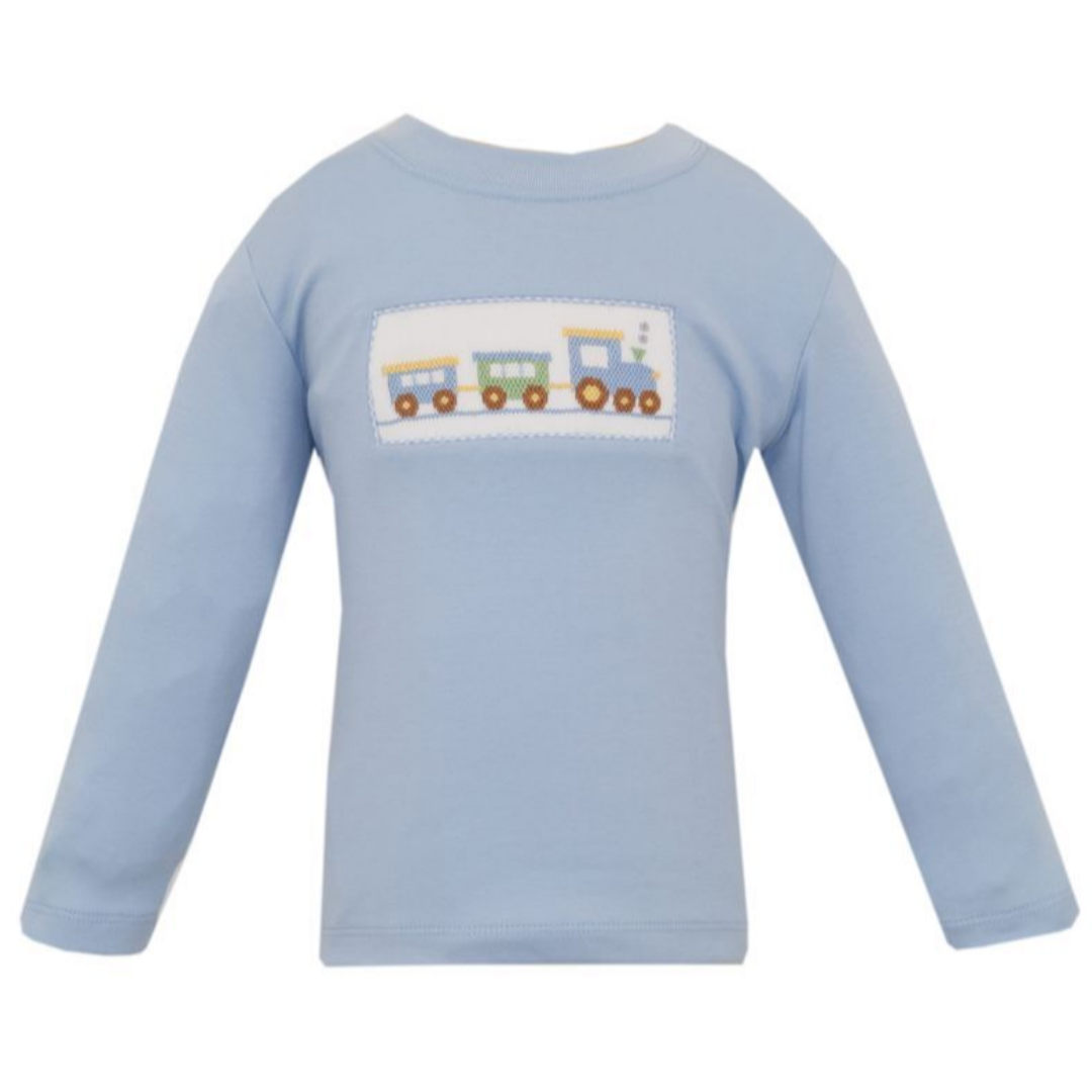 Anavini Tee, Train on Light Blue Knit