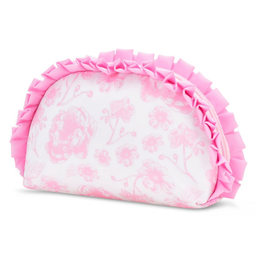 iscream Pretty Pink Toile Oval Cosmetic Bag