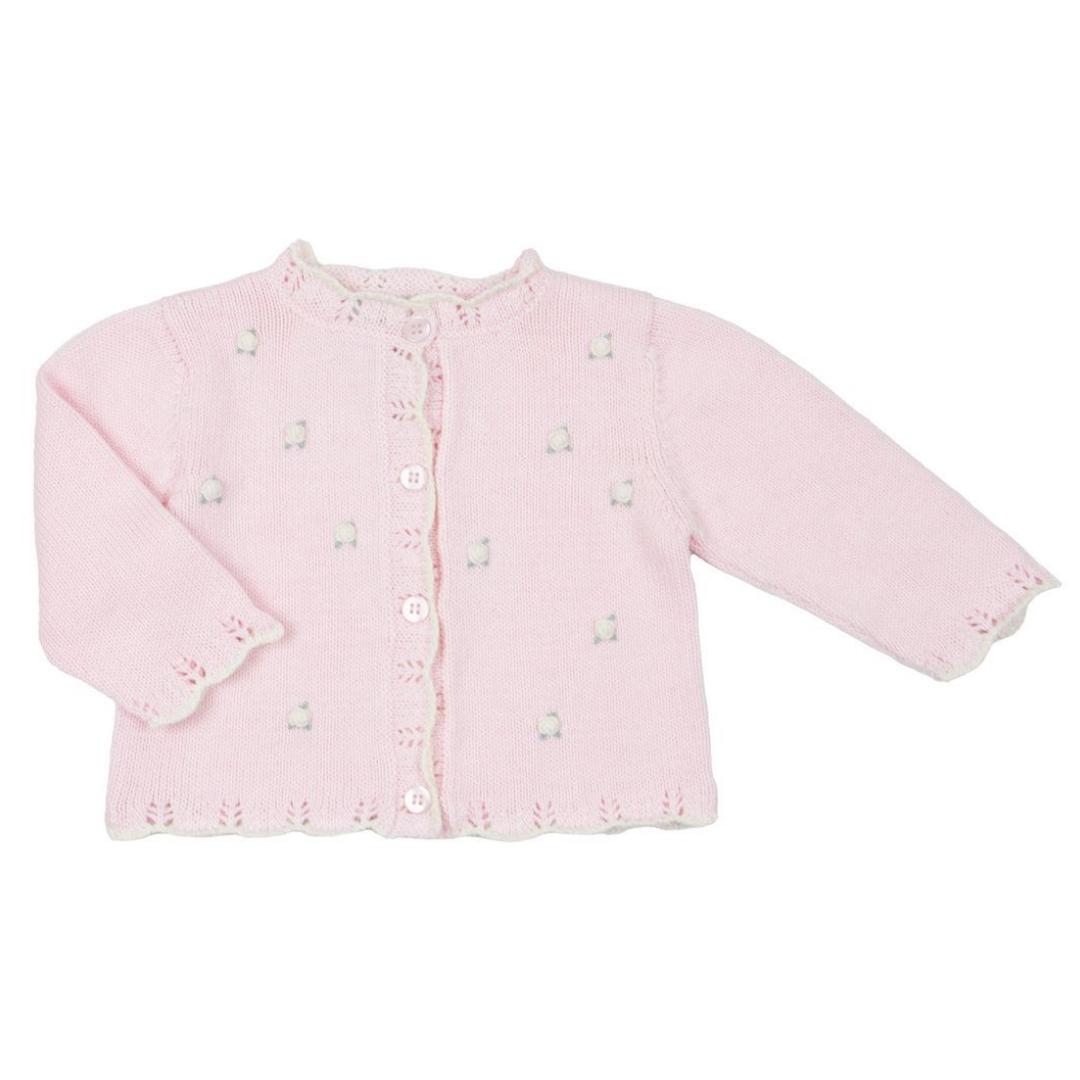 Cuclie Pink Rosette Knit Cardigan