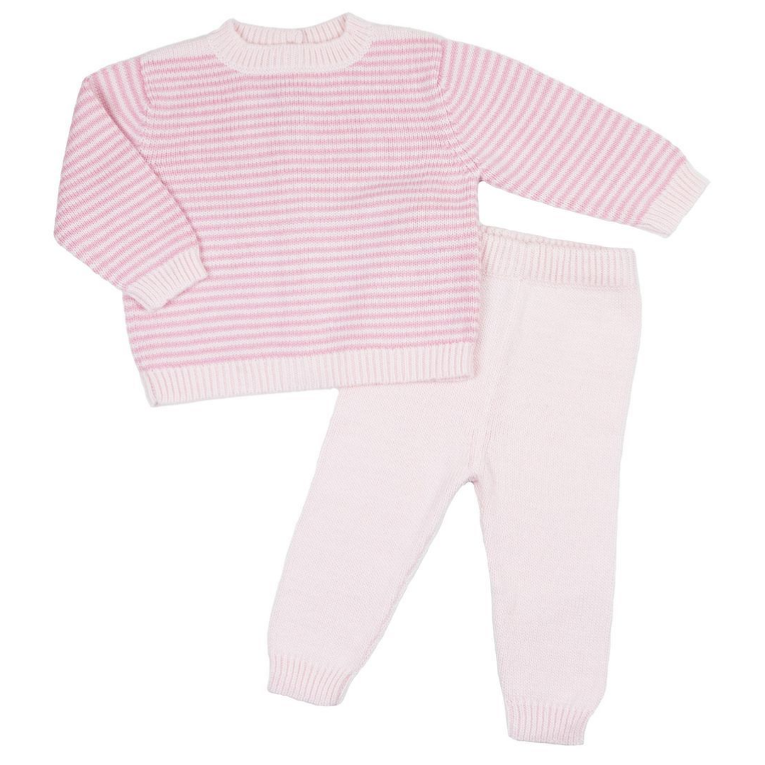 Cuclie Pink Striped Knit Sweater Set