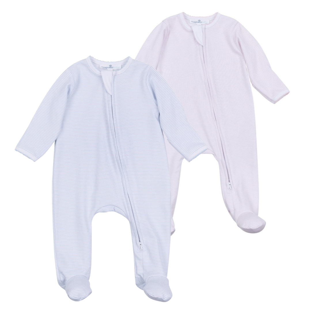 Magnolia Baby Mini Stripes Zip Footie