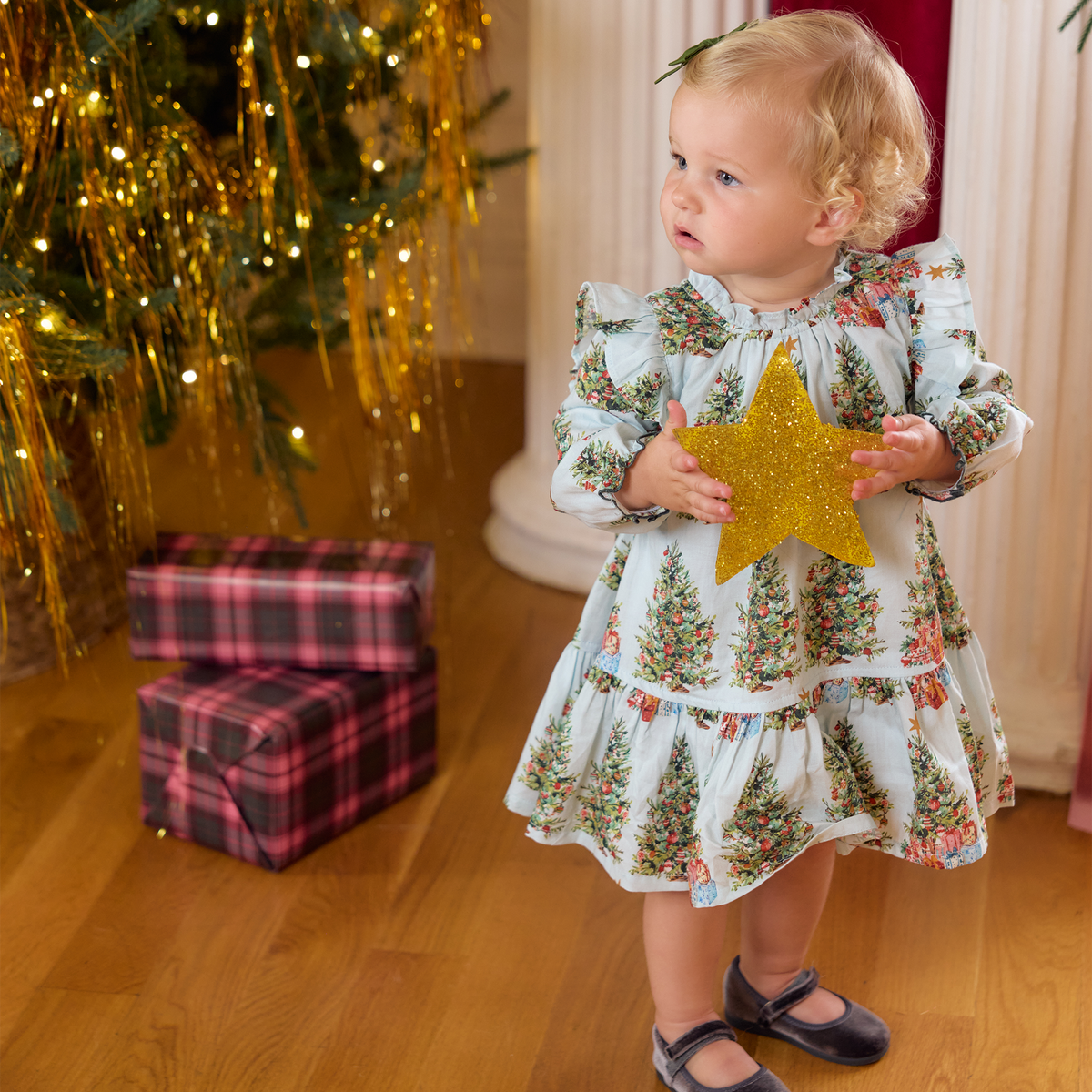 Pink Chicken Harper Dress Set, Trees & Presents