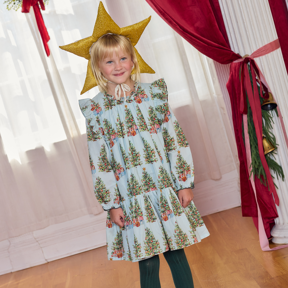 Pink Chicken Harper Dress, Trees & Presents