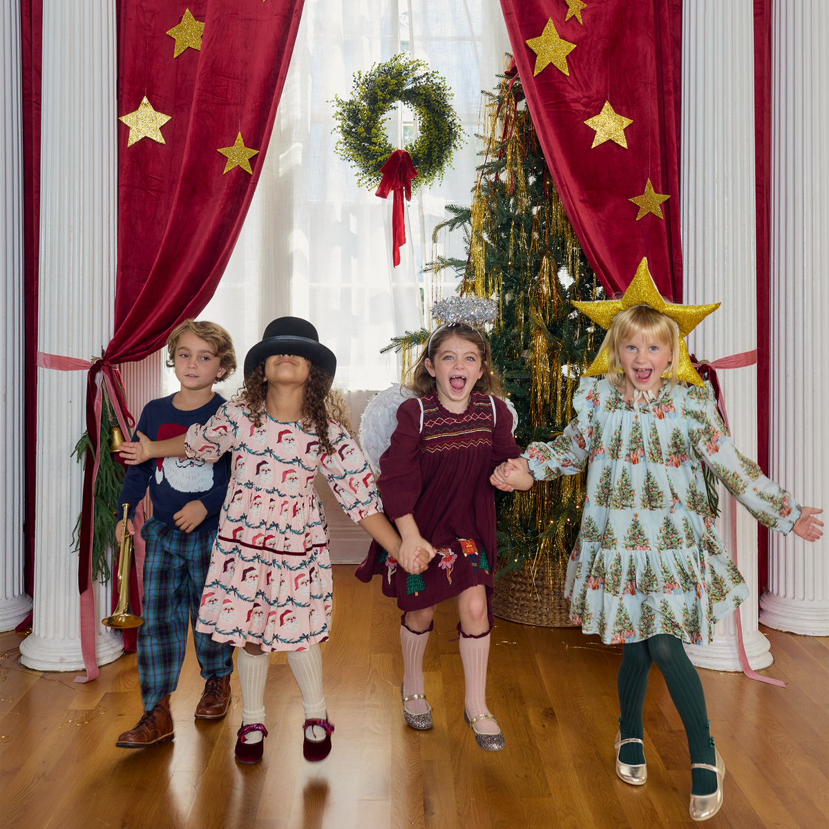 Pink Chicken Harper Dress, Trees & Presents
