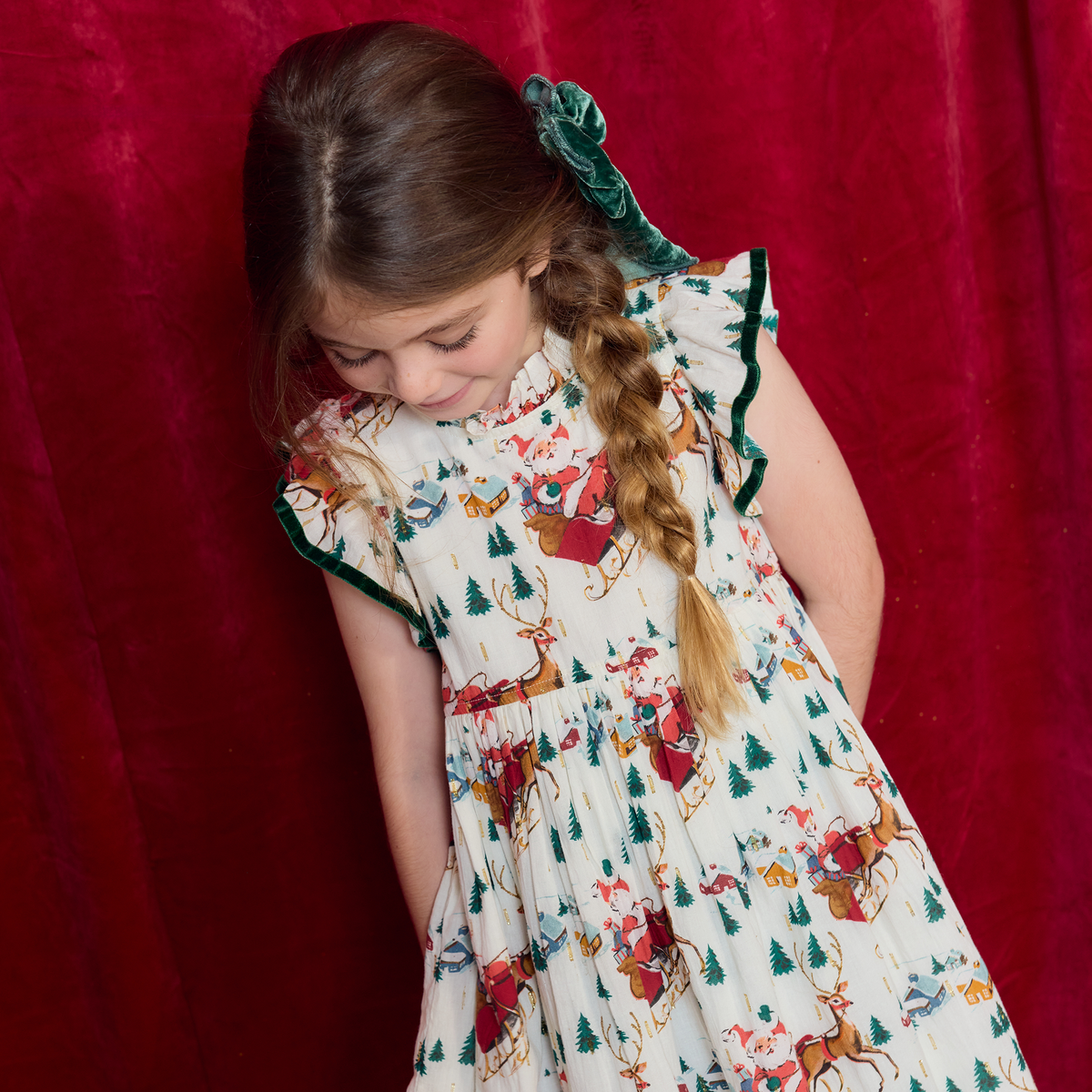 Pink Chicken Jennifer Dress, Santa Sleigh