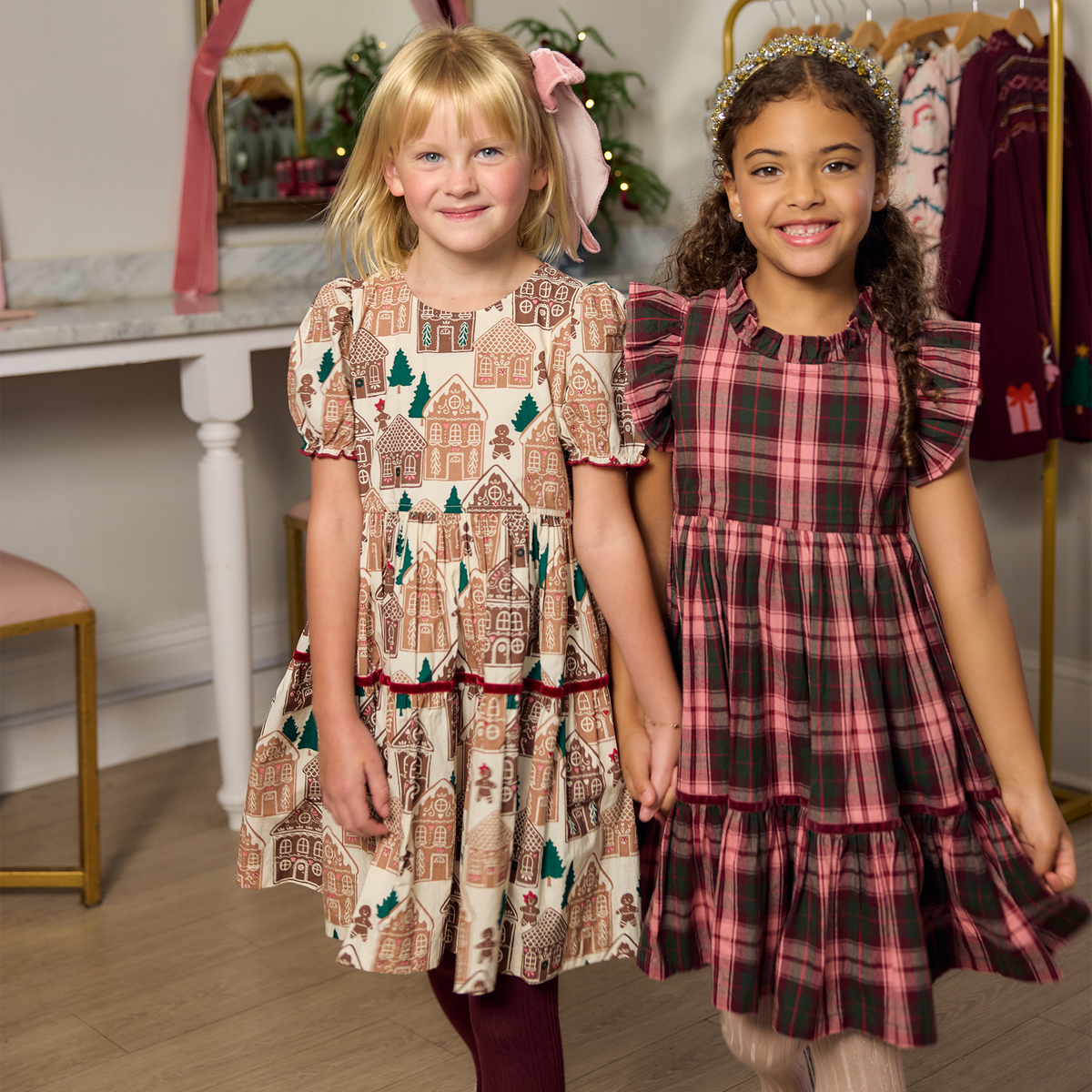 Pink Chicken Eliza Dress, Gingerbread Houses