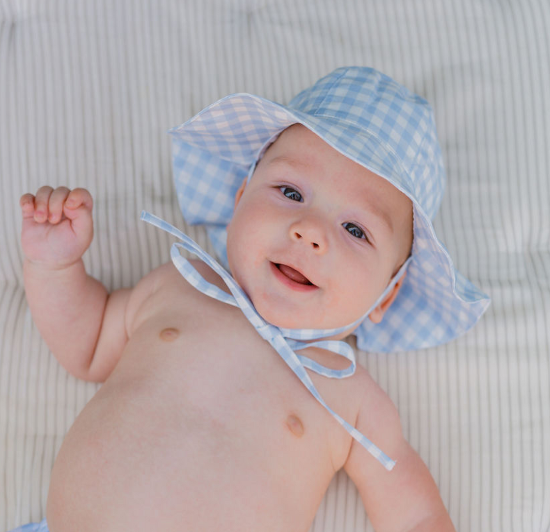 Minnow Oasis Blue Gingham Sun Hat