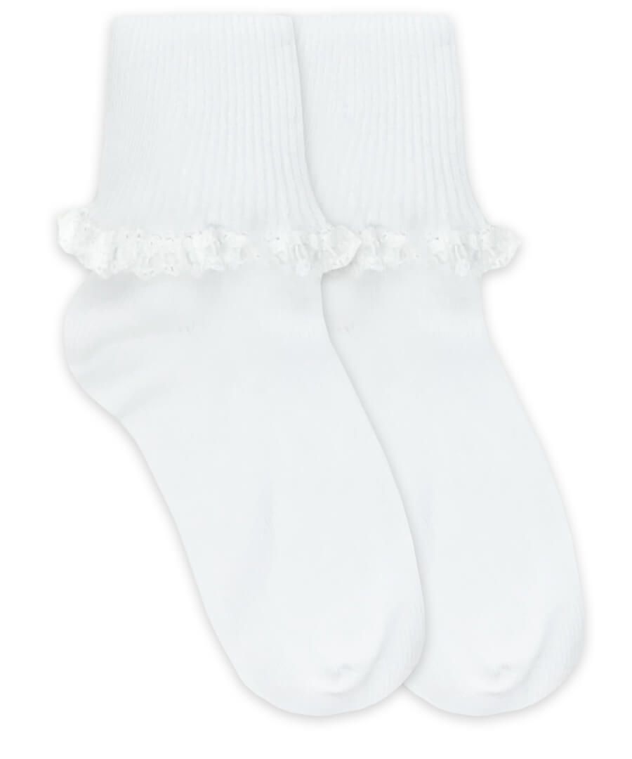 Jefferies Cluny & Satin Lace Turn Cuff Socks