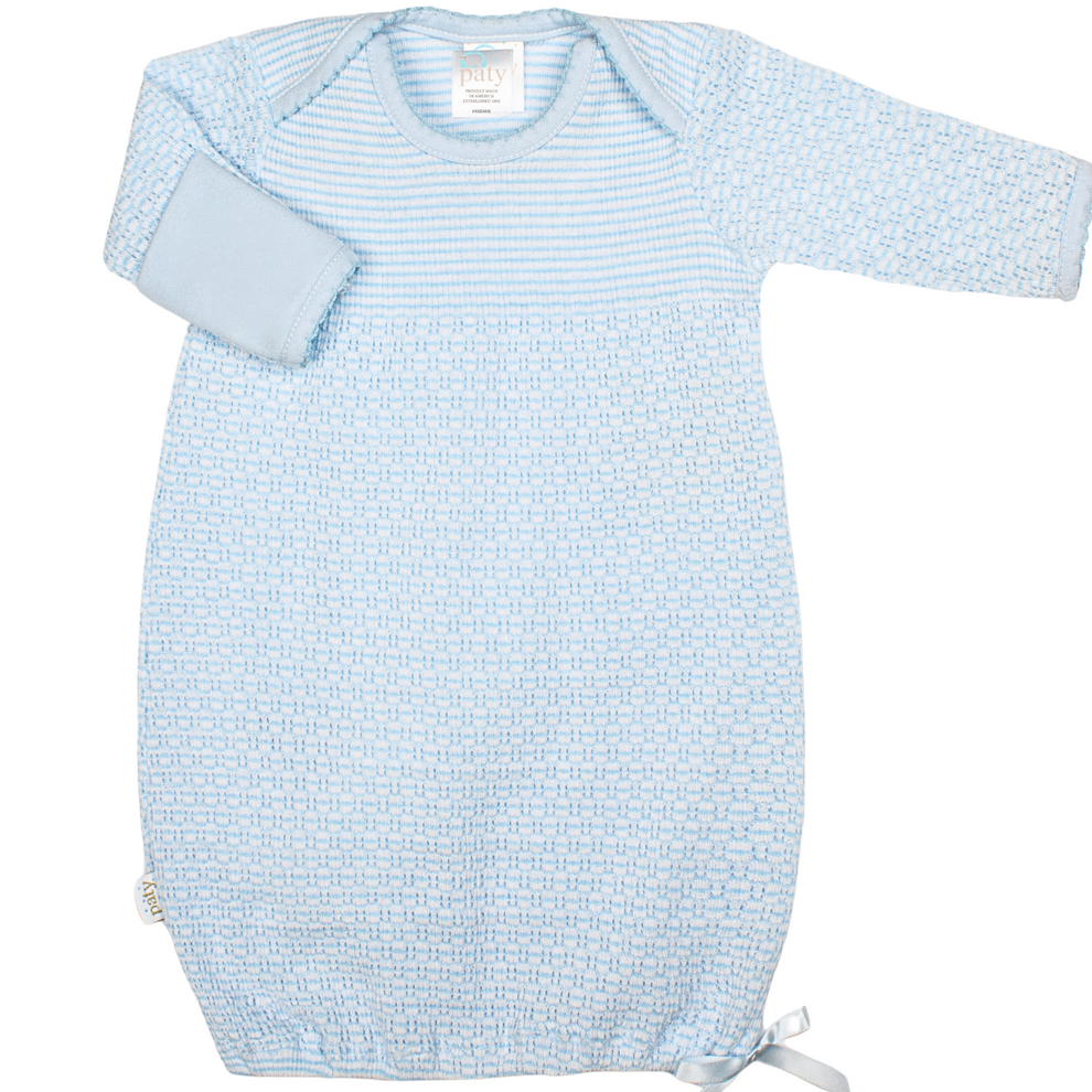 Paty LS Lap Shoulder Day Gown with Colored Trim