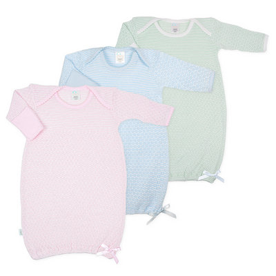 Paty LS Lap Shoulder Day Gown with Colored Trim