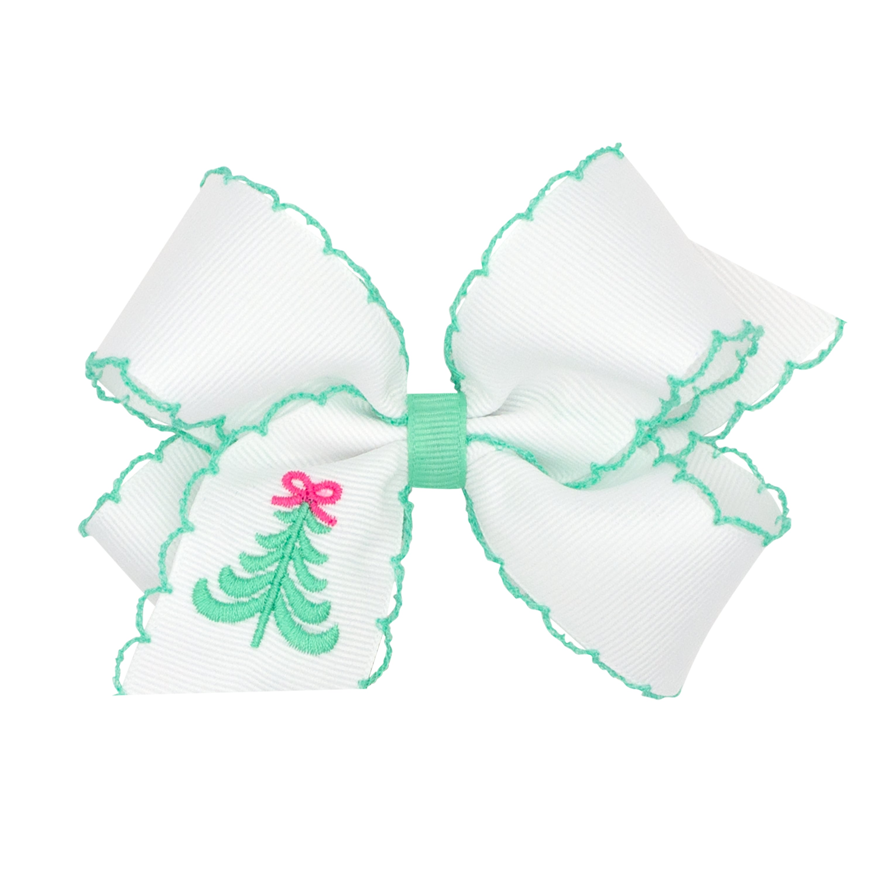 Wee Ones Medium Grosgrain Moonstitch Bow with Christmas Embroidery