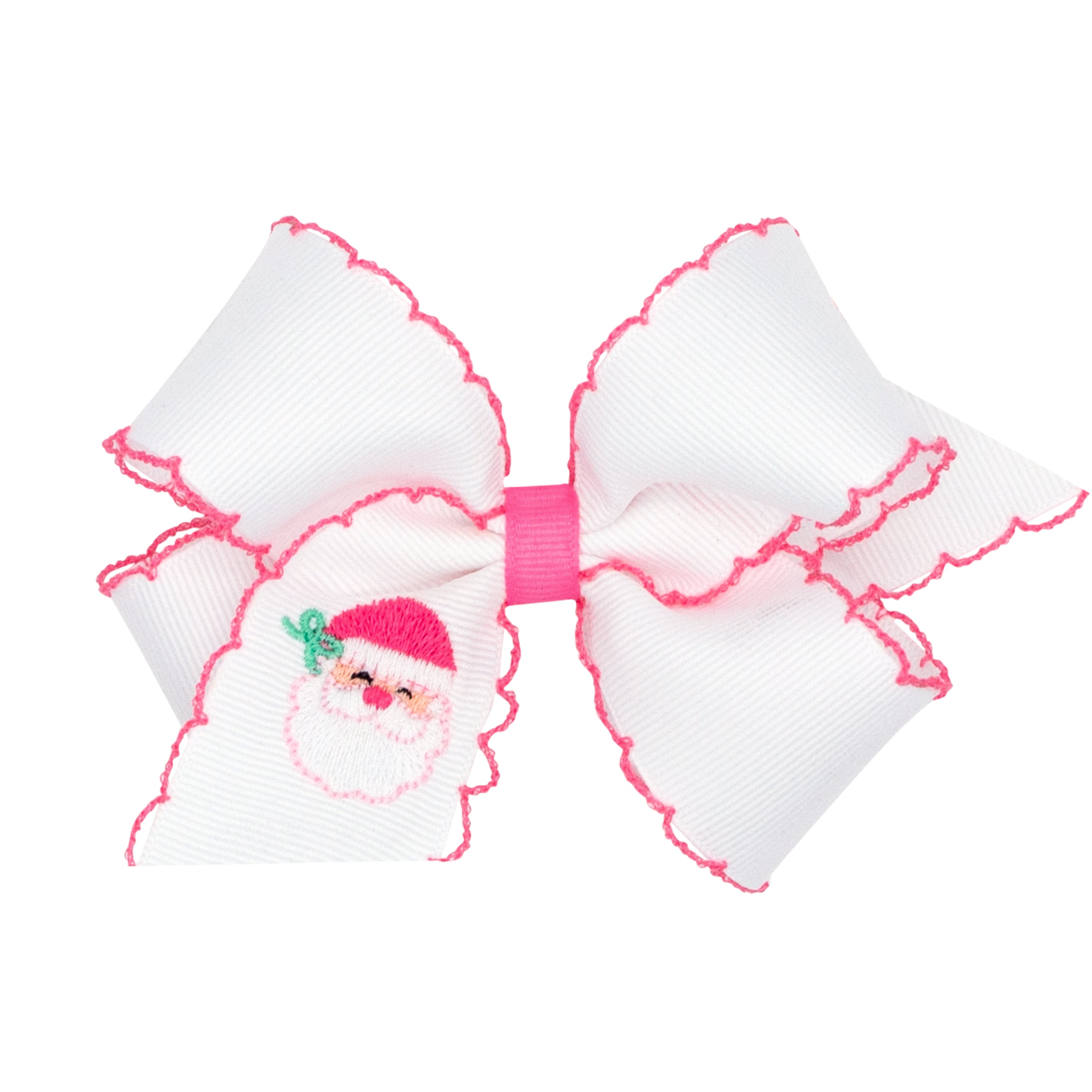 Wee Ones Medium Grosgrain Moonstitch Bow with Christmas Embroidery
