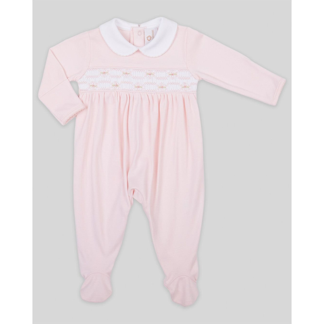 Miocotton Hand Smocked Emmy Footie, Pink