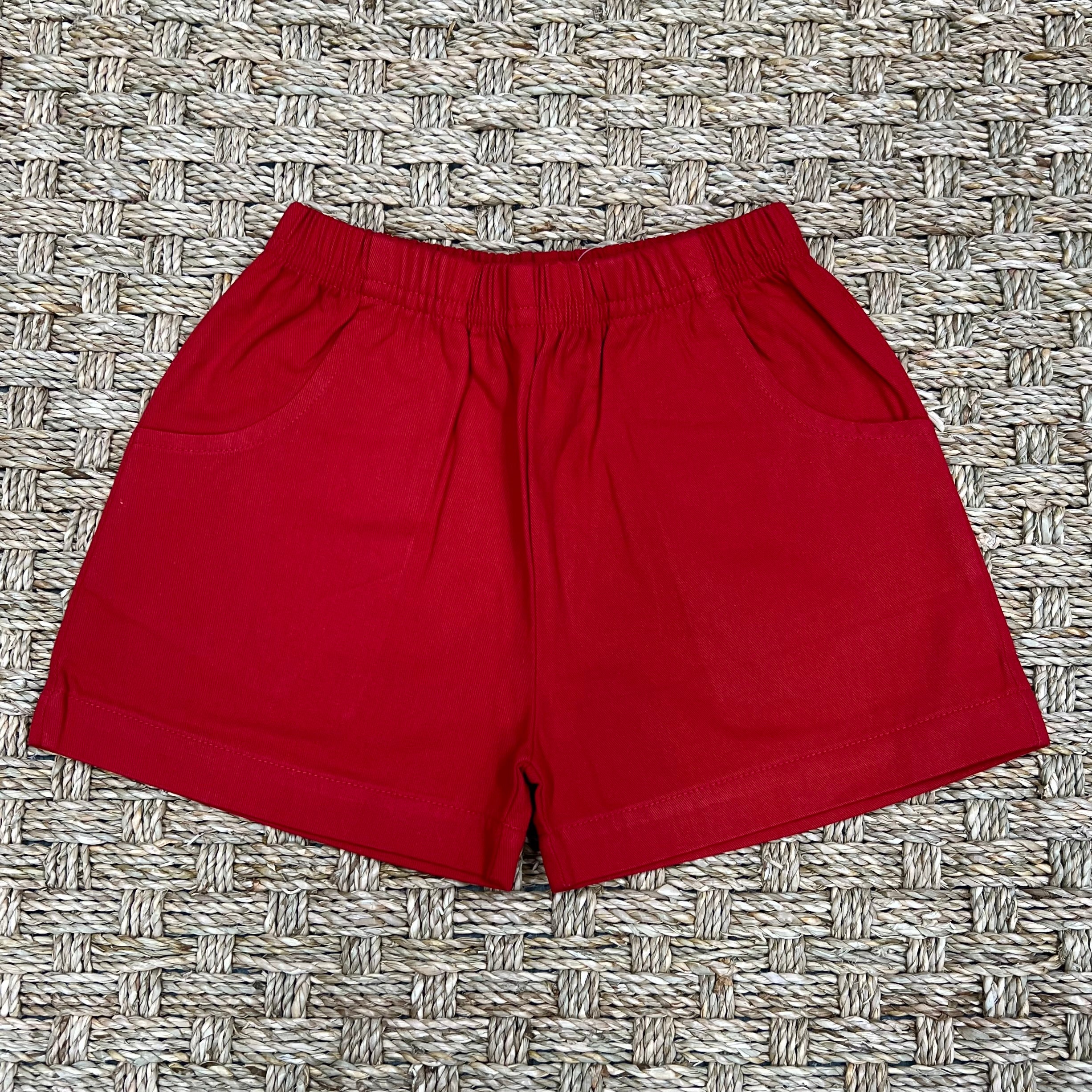 Luigi Twill Shorts with Front Pockets, Deep Red