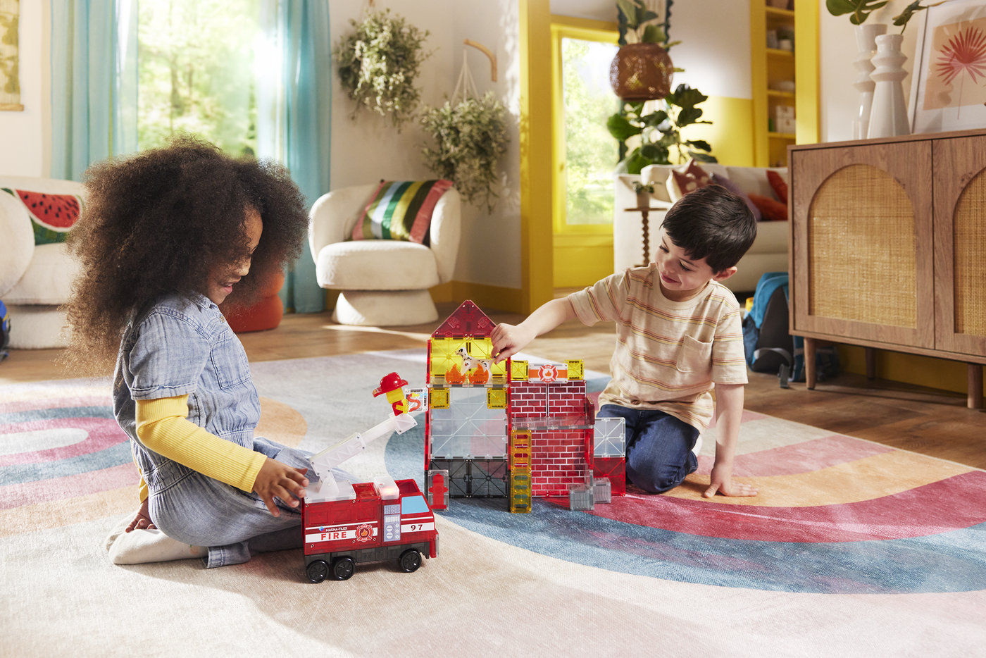 Magna-Tiles Fire Station, 50 Piece Set