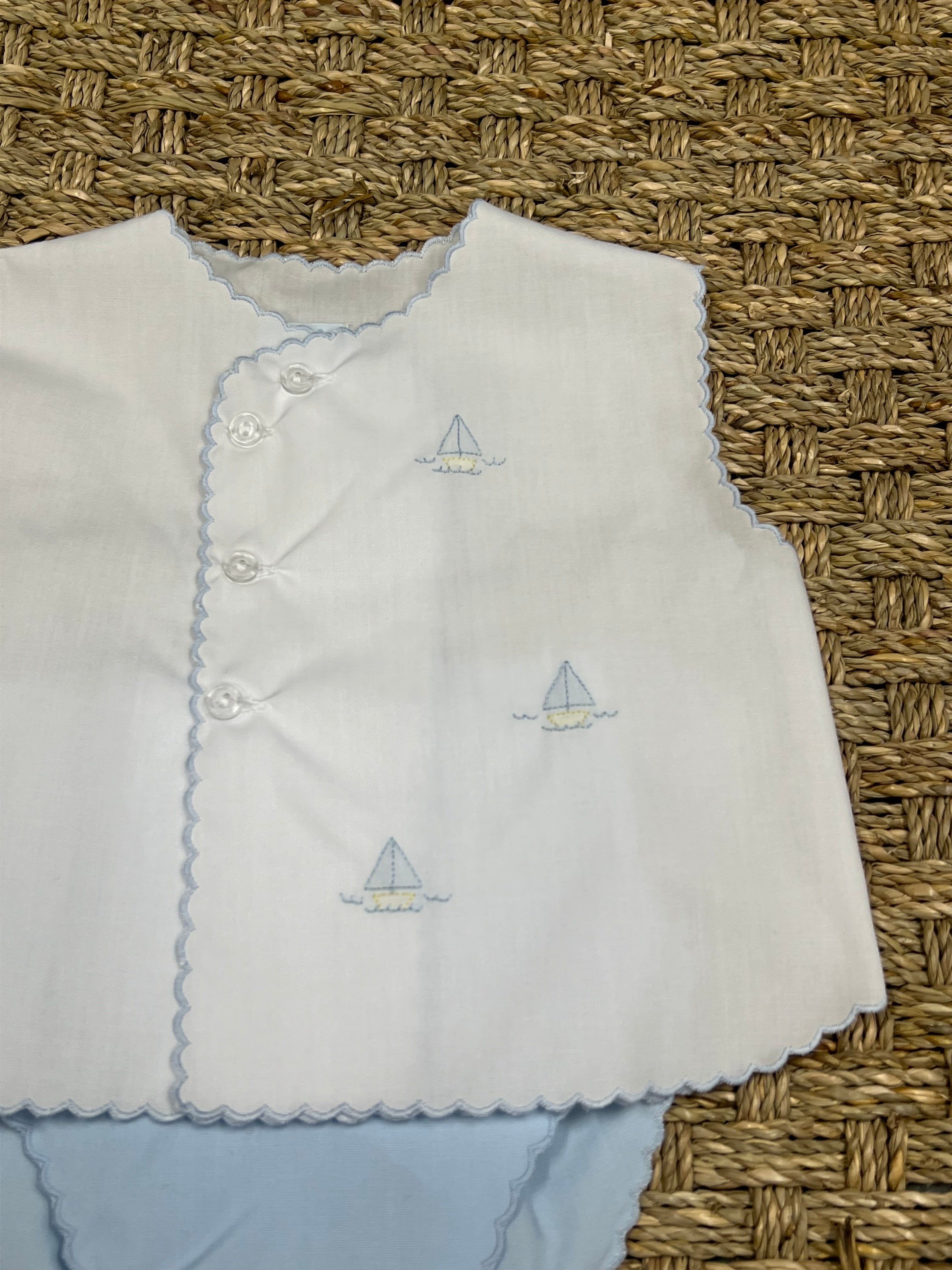 Auraluz Diaper Cover Set with Blue Boat Embroidery