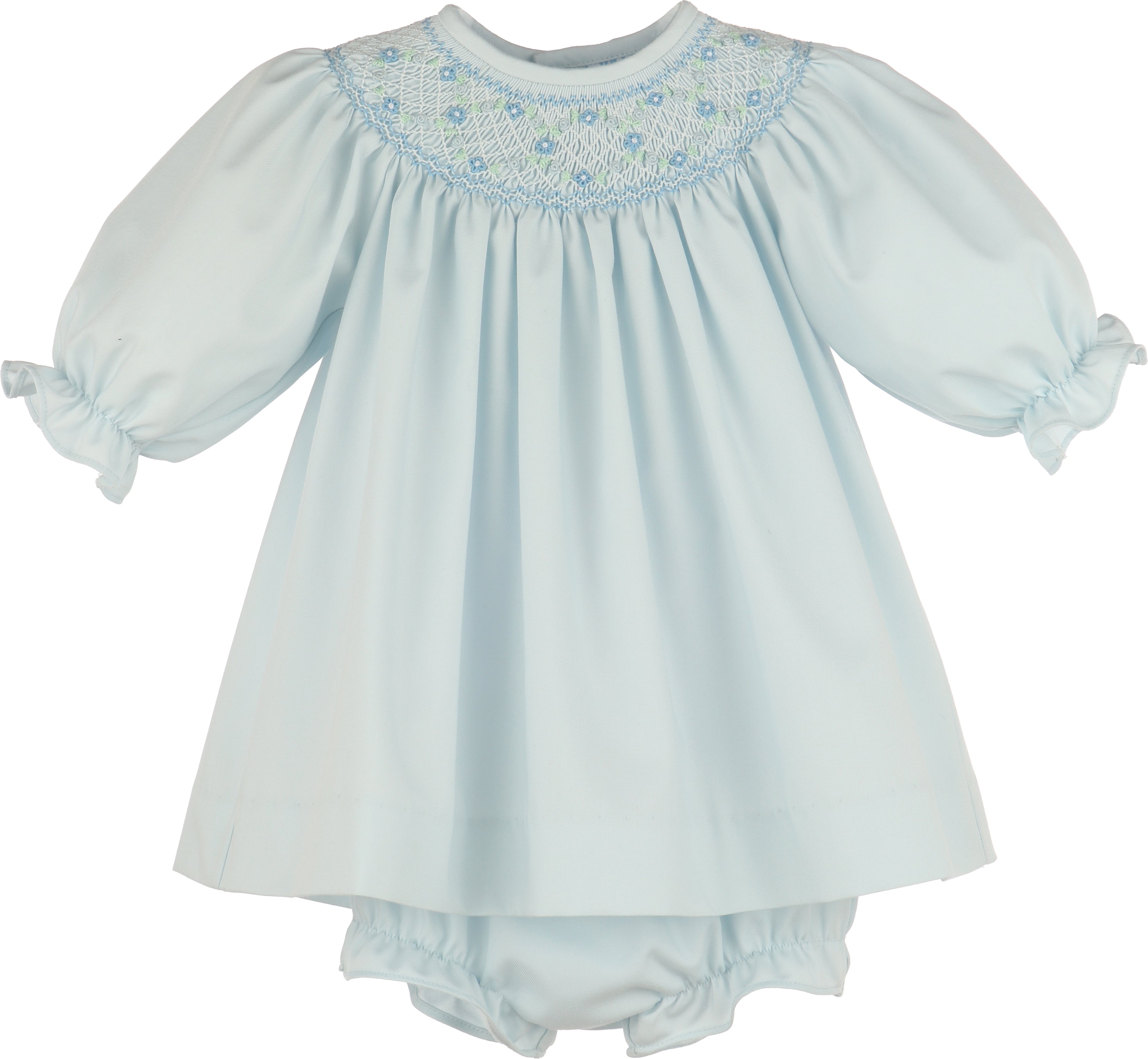 Luli & Me Classic Smock Bishop Set, Blue