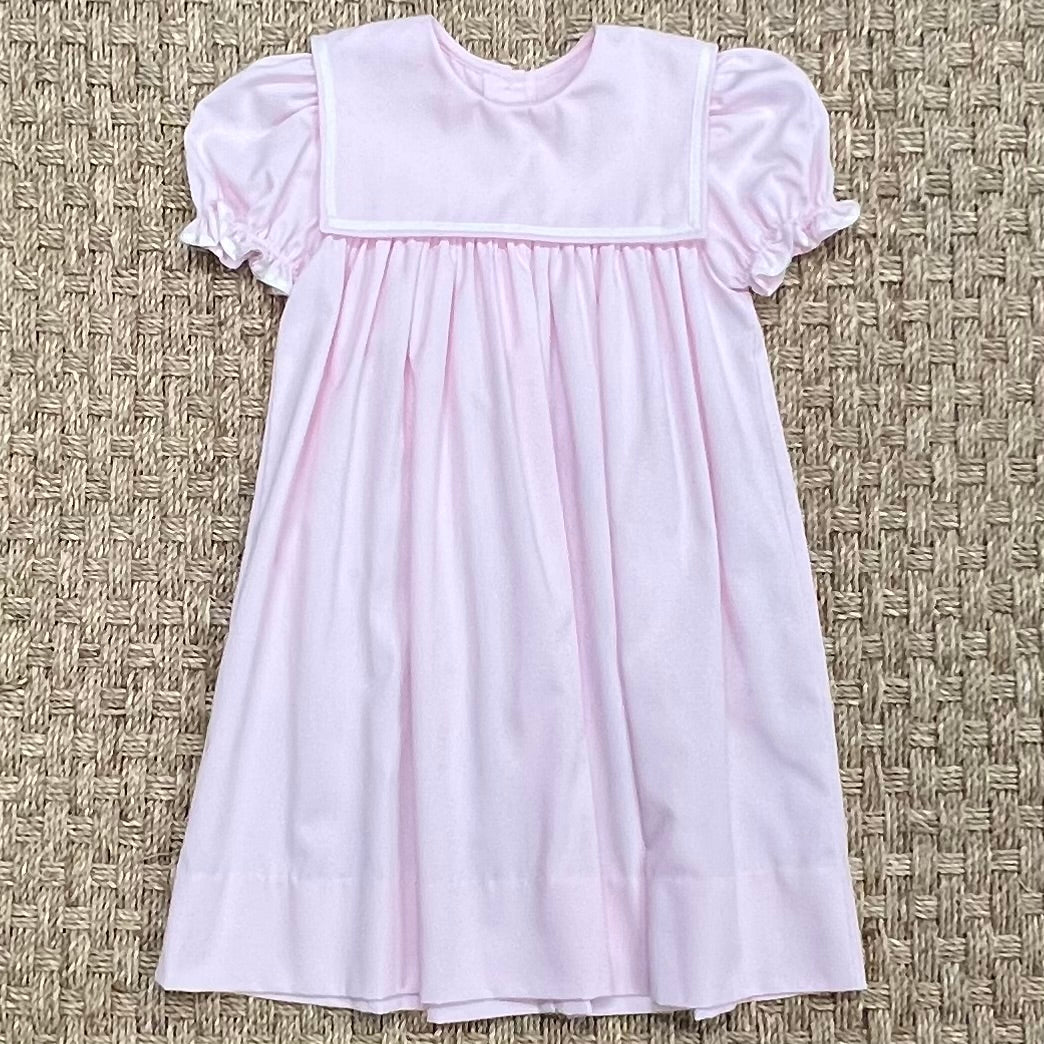 Auraluz Pink Pique Dress with Bib Collar