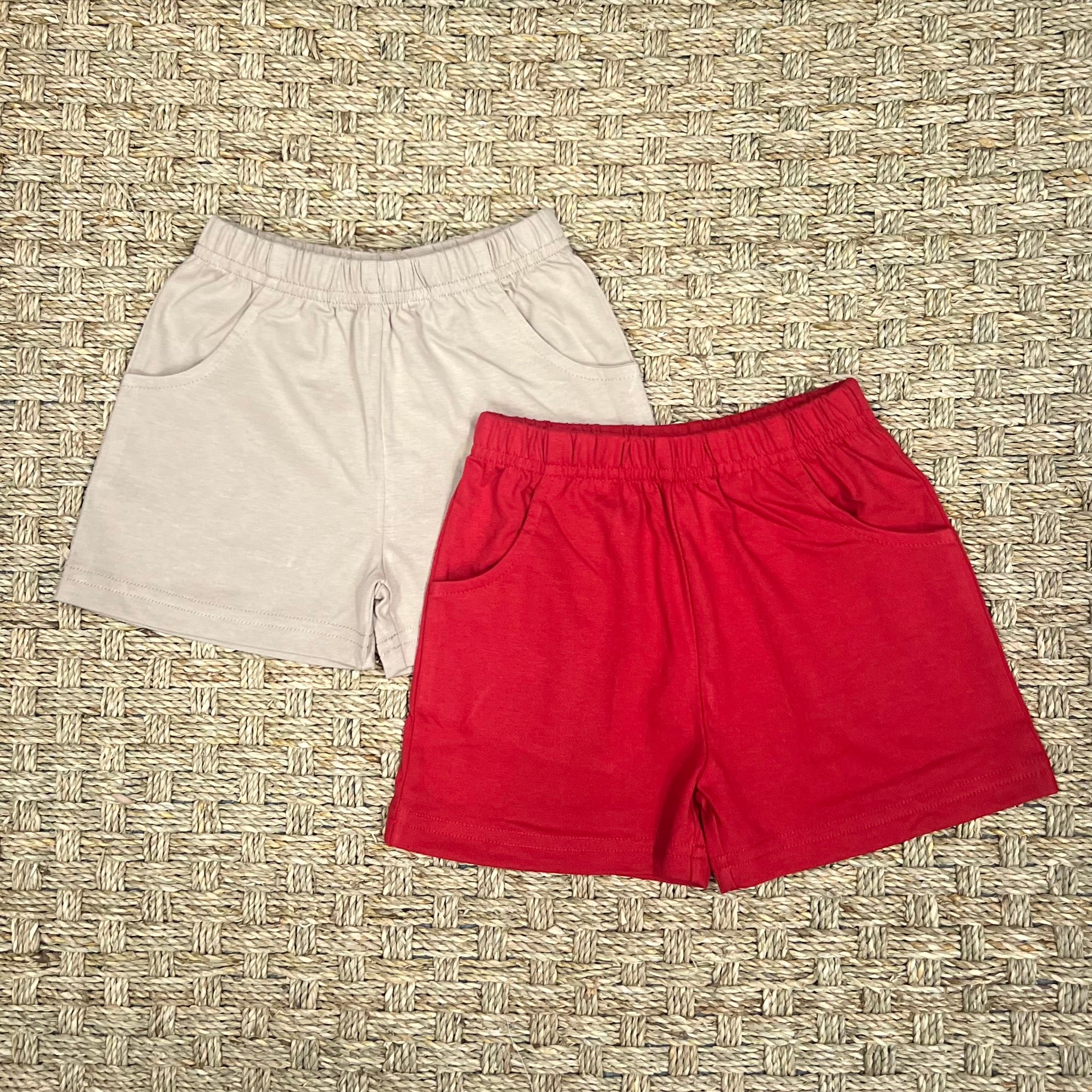 Luigi Jersey Shorts with Pockets, Deep Red