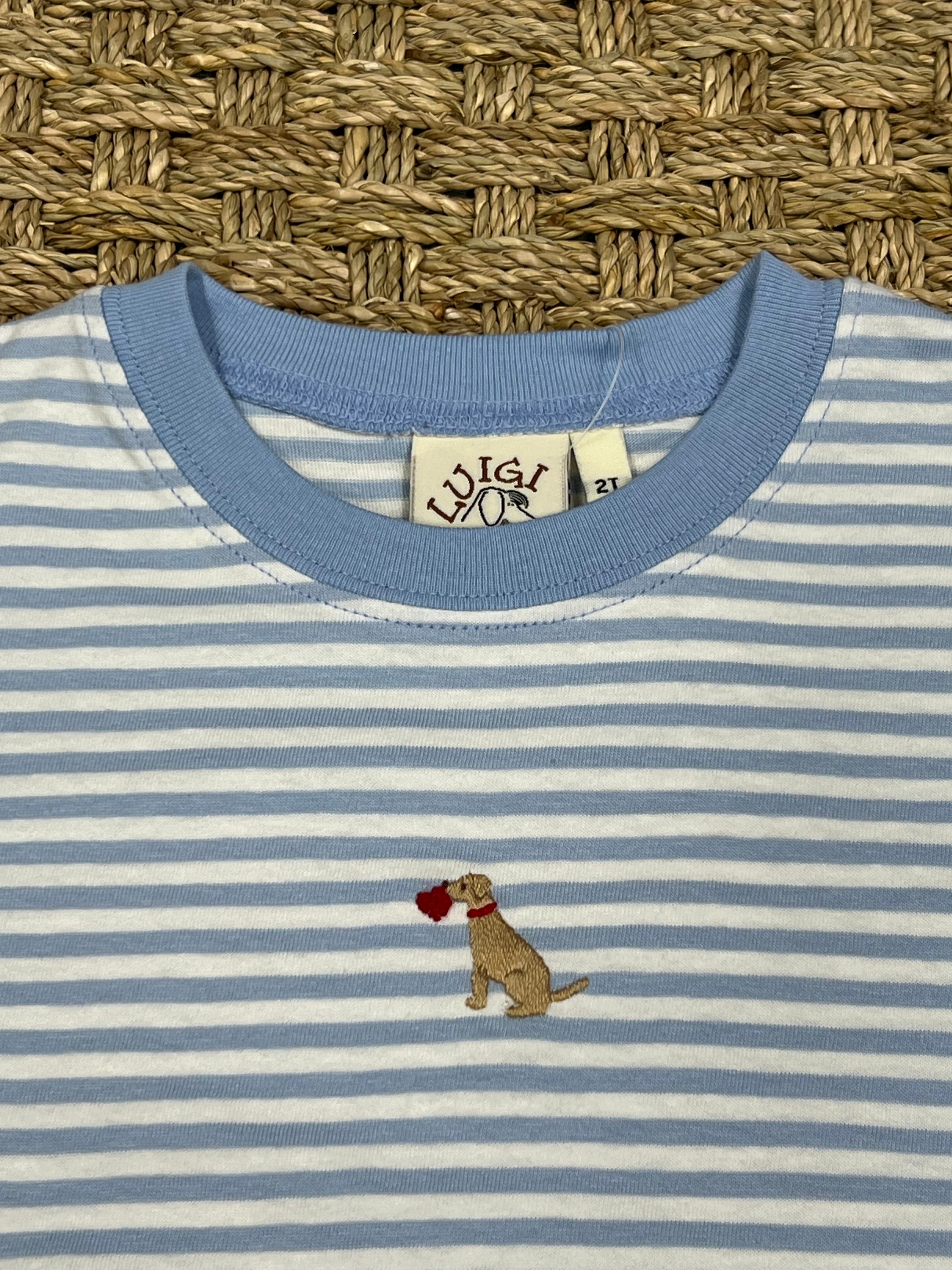 Luigi Tee, Lab with Heart on Sky Blue Stripe