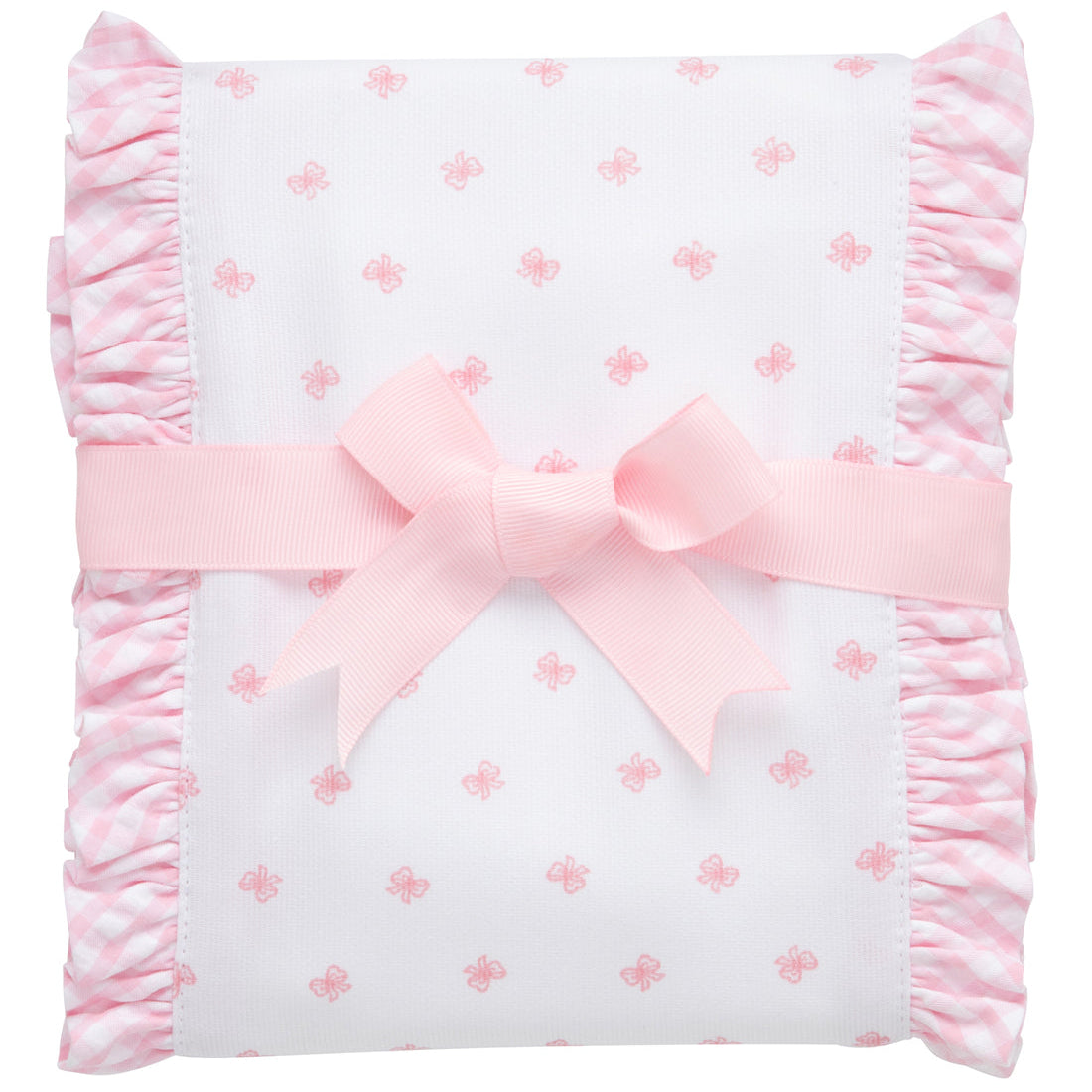 3 Martha's Pink Bow Fancy Fabric Burp