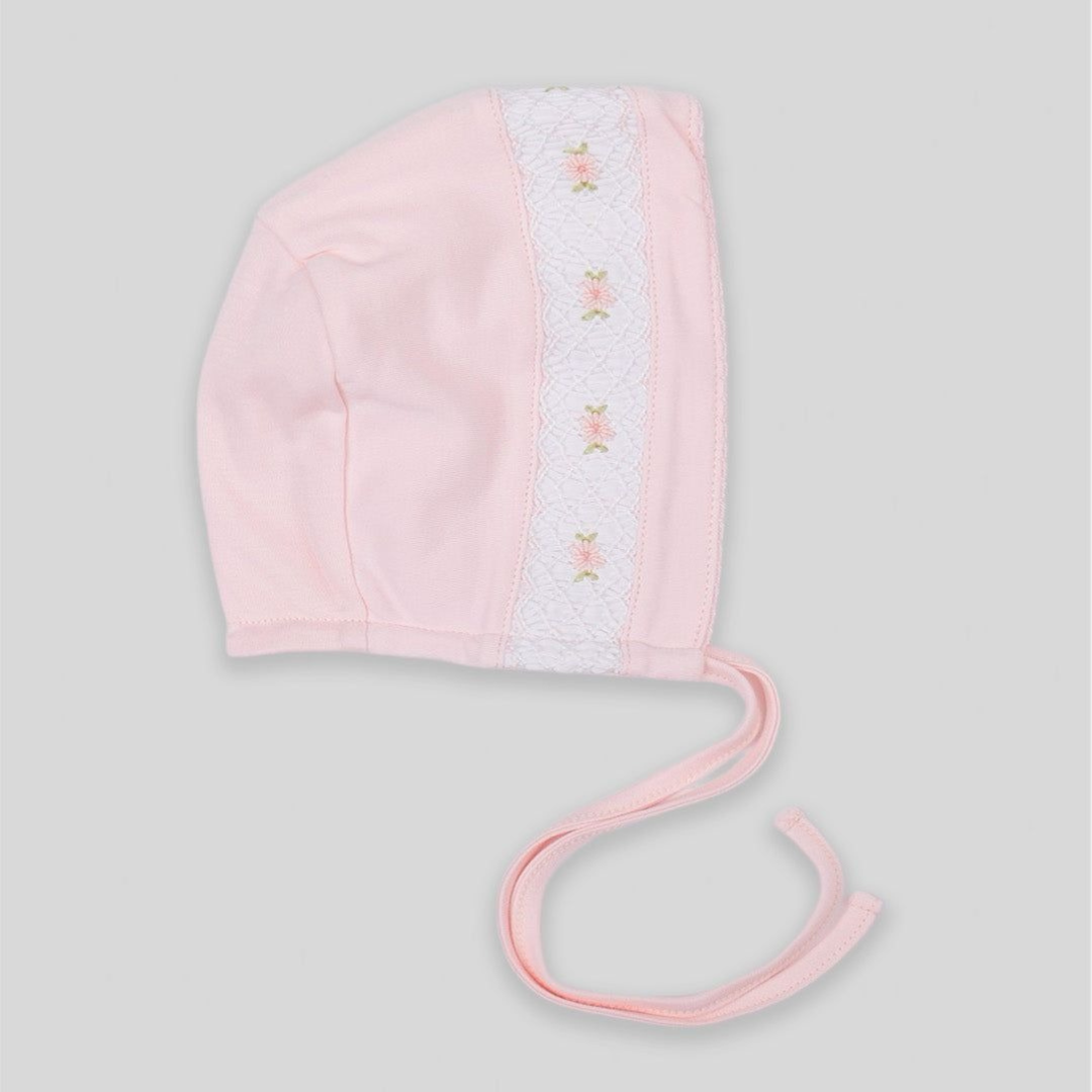 Miocotton Hand Smocked Zuzzel Bonnet, Pink