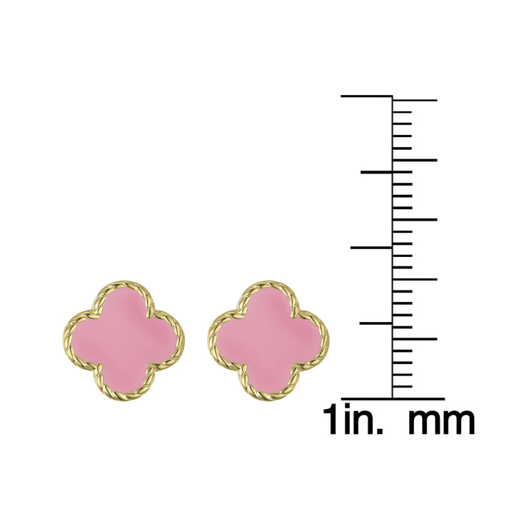 Lily Nily Four Leaf Clover Stud Earrings, Pink