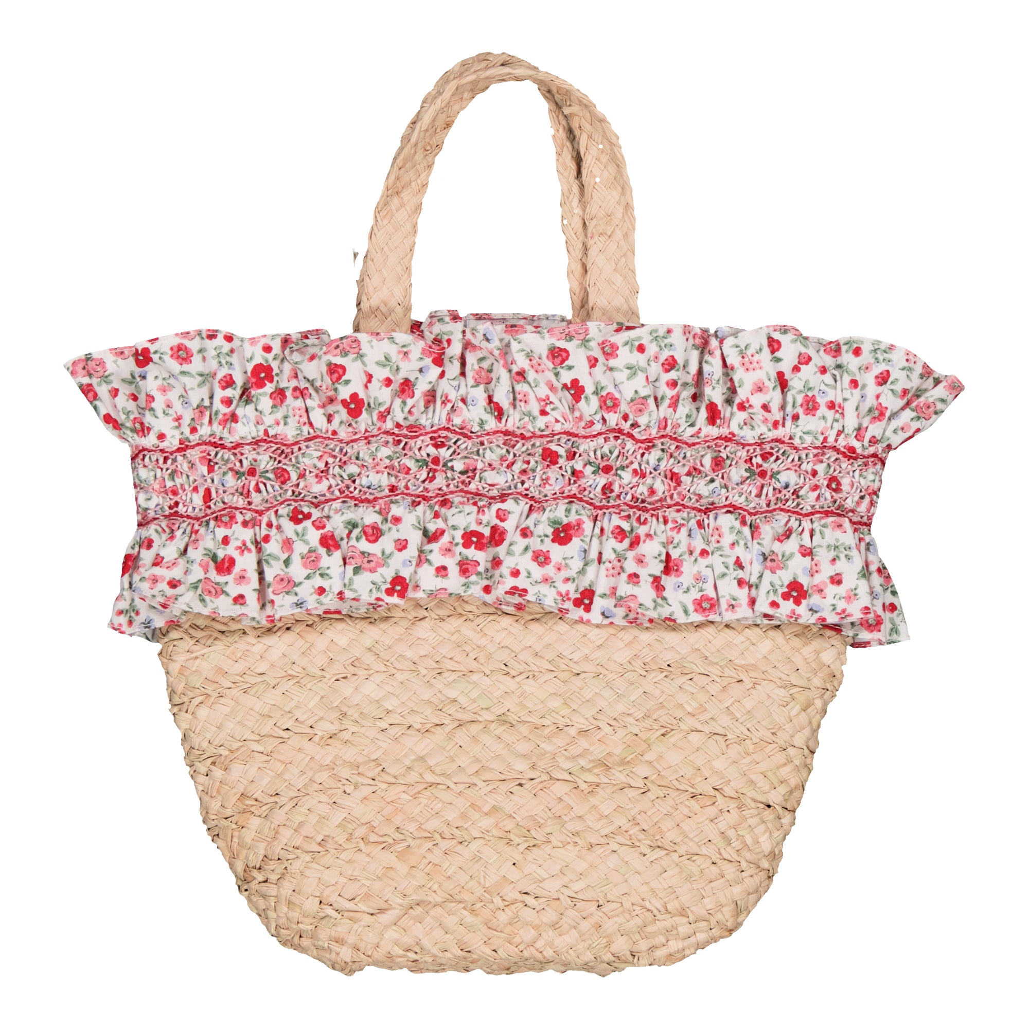 Kidiwi Pénélope Raffia Bag, Small Red Flower Print