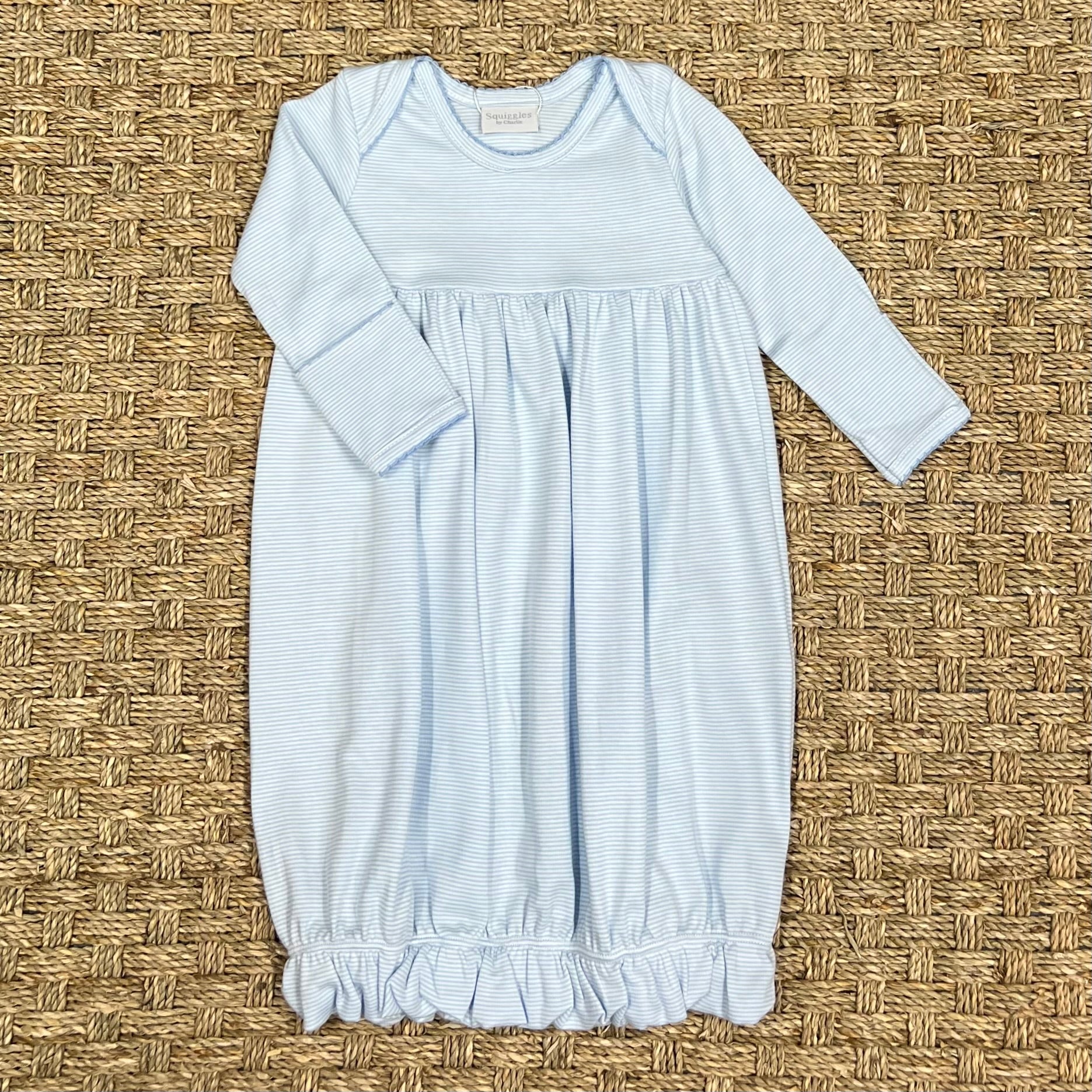 Squiggles Blue Mini Stripe Lap Shoulder Gown