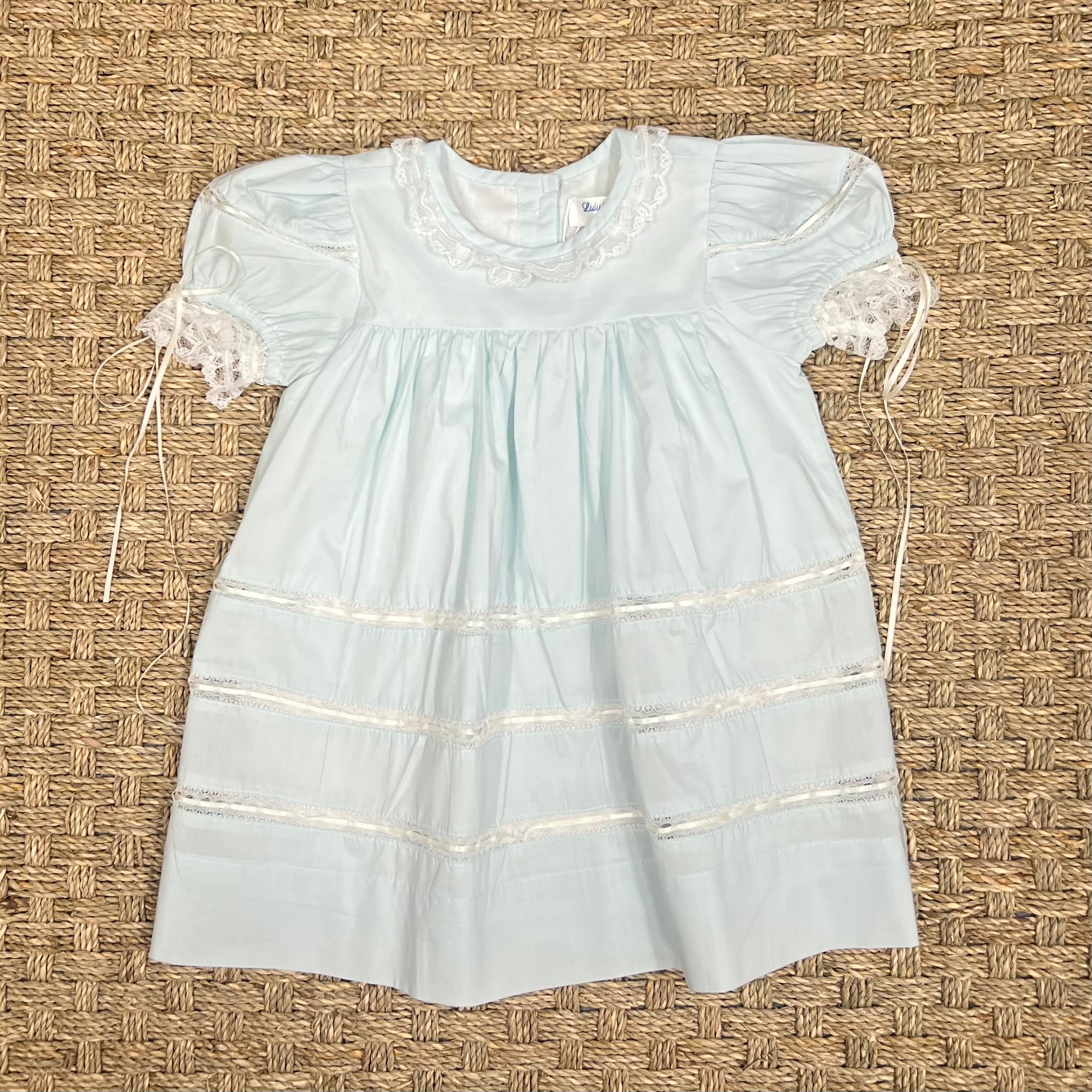 Lulu Bebe Victoria Blue Lace Ribbon Dress