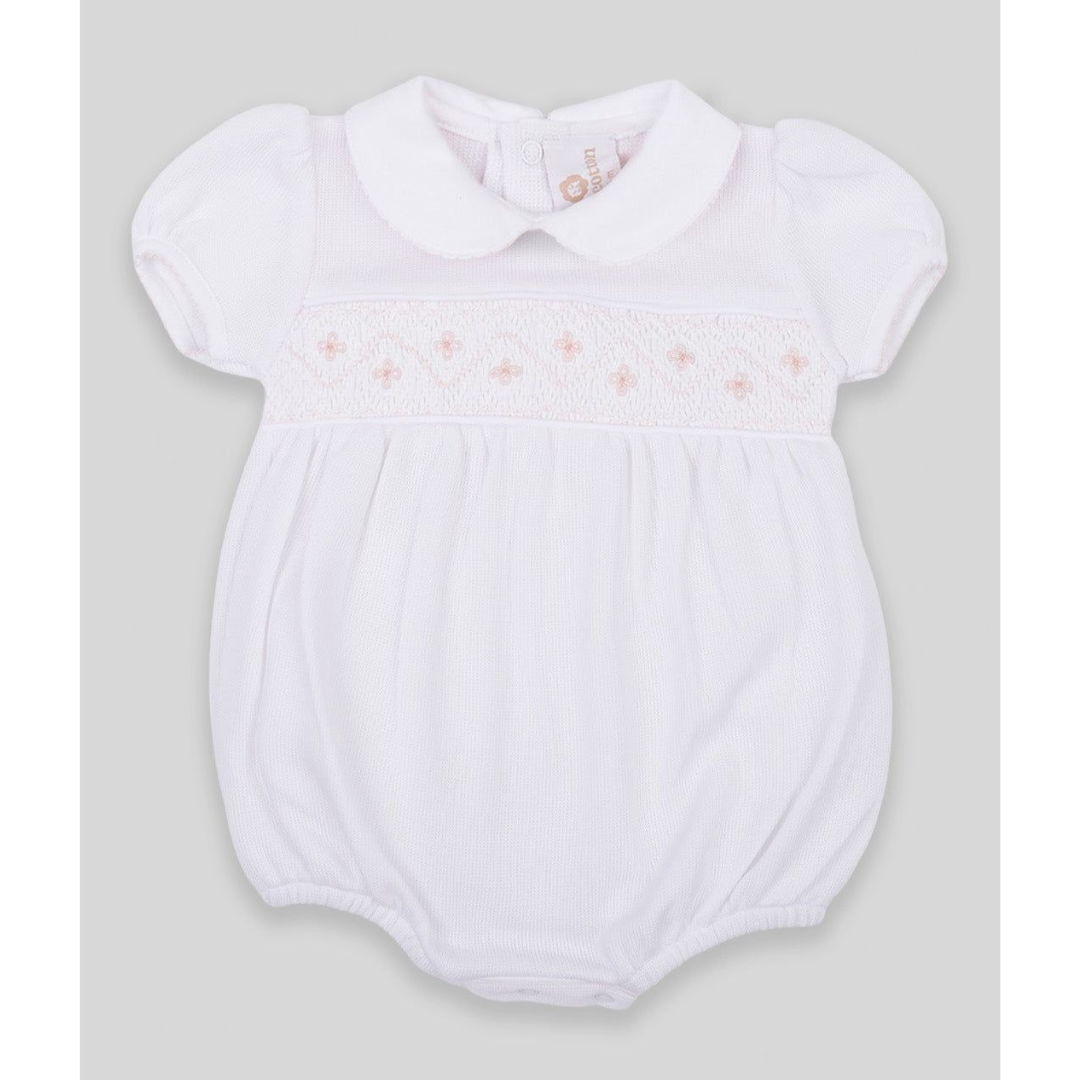 Miocotton Special Knit Hand Smocked Agnes Bubble, White