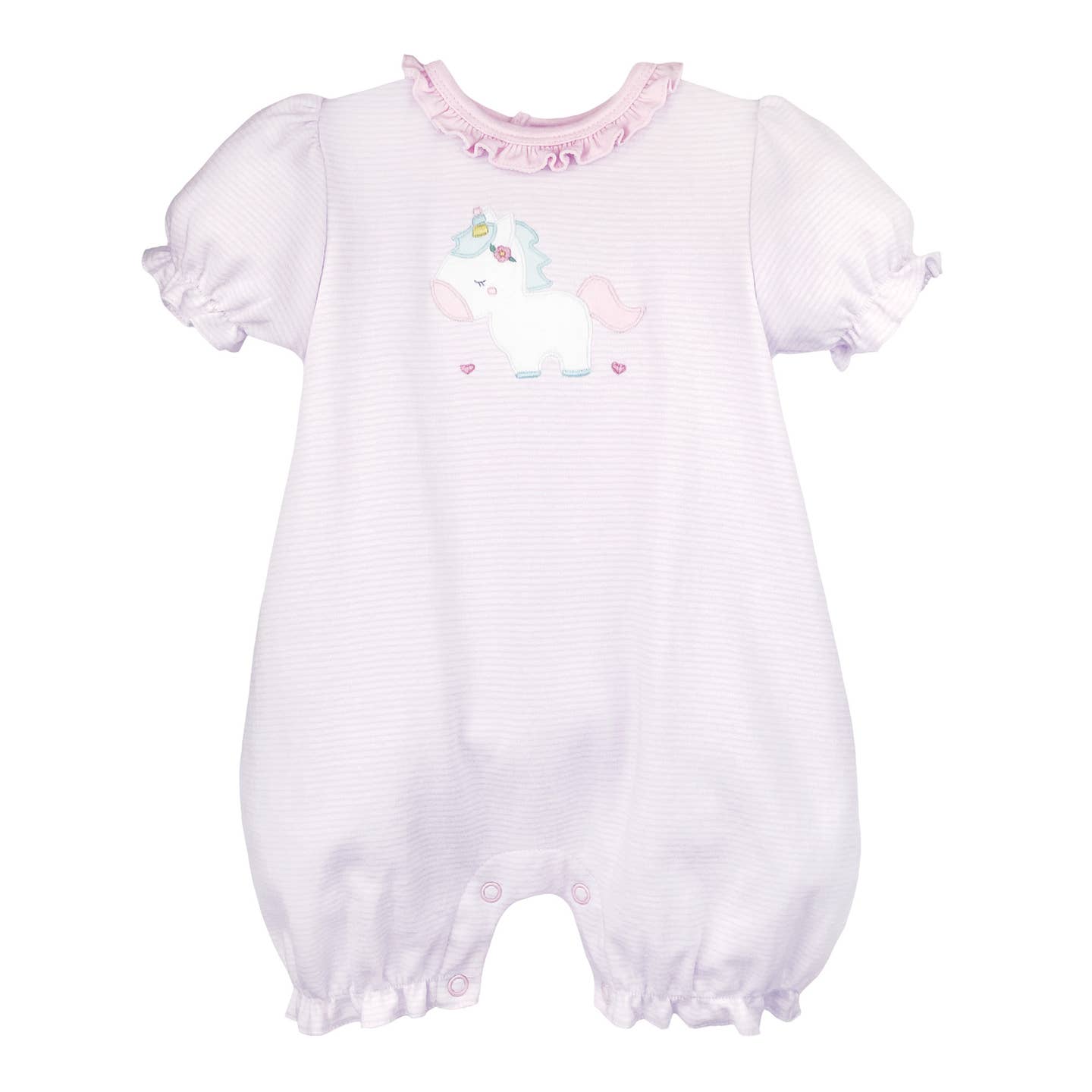 Petit Ami Pink Unicorn Applique Bubble
